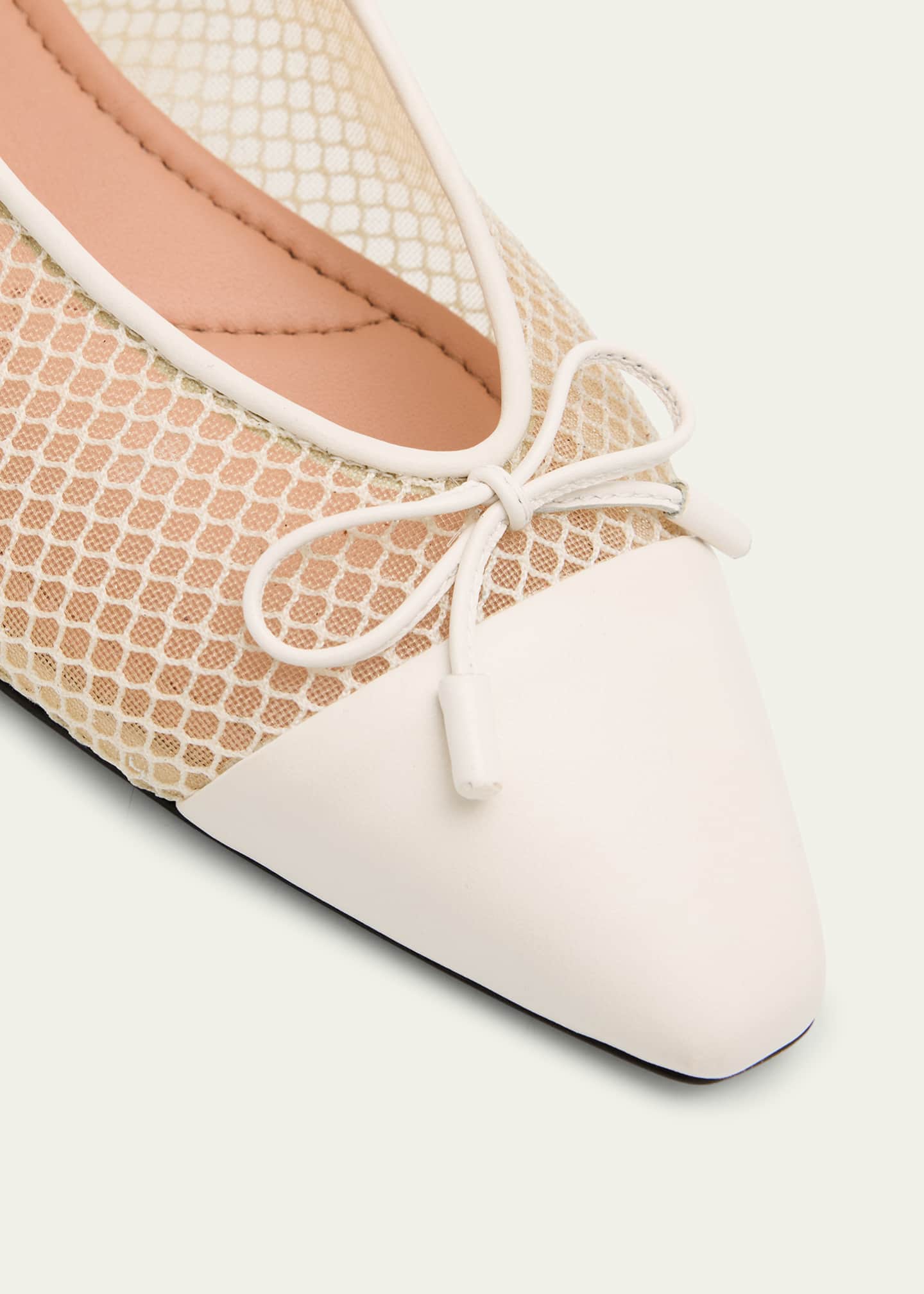 Aquazzura Gioia Mesh Net Cap-Toe Ballerina Flats Image 3 of 4