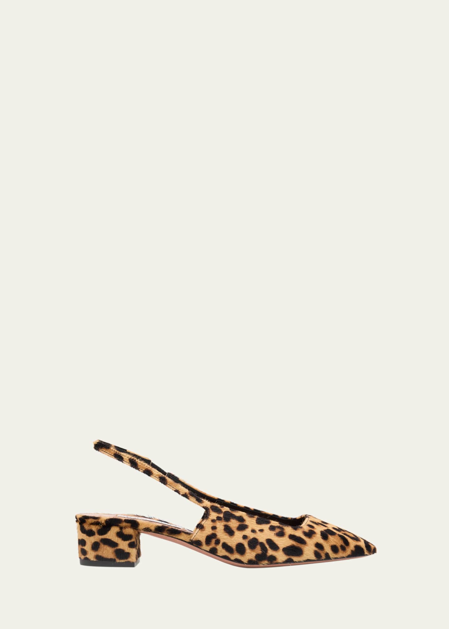 最高の Ginza Aquazzura Leopard-Print Pumps Slingback Hair Pony 特撮