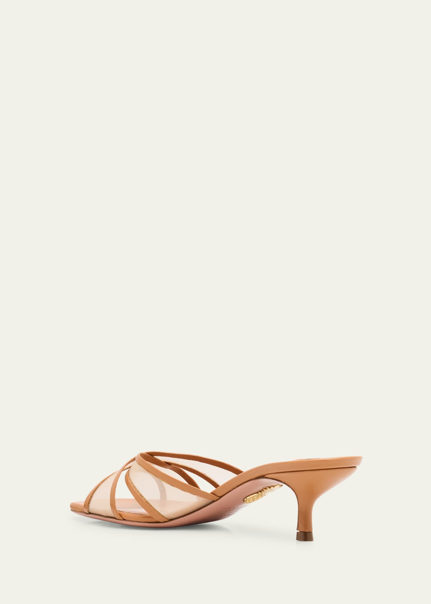 Aquazzura Divine Leather Mesh Crisscross Mule Sandals Image 2 of 4