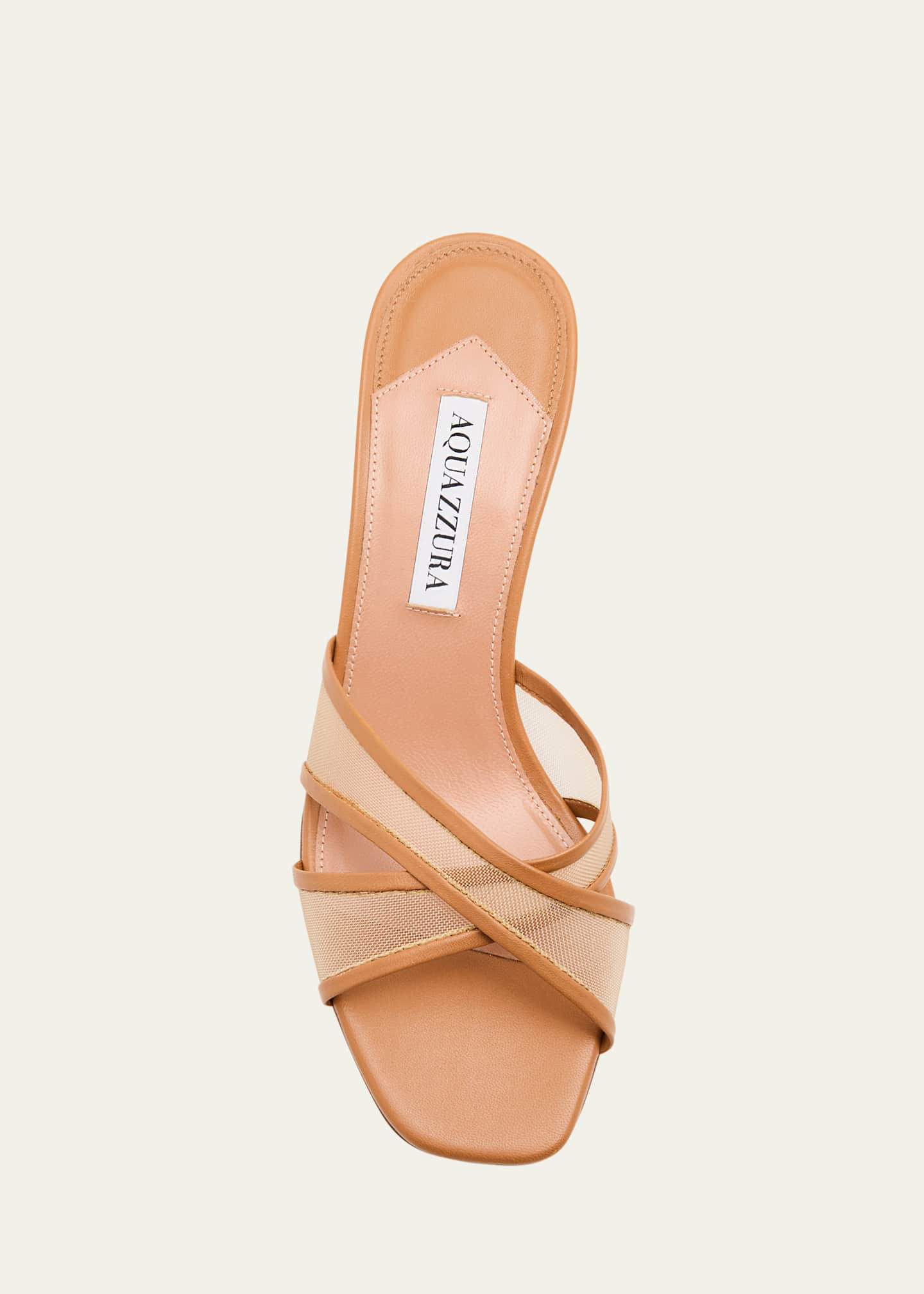 Aquazzura Divine Leather Mesh Crisscross Mule Sandals Image 4 of 4