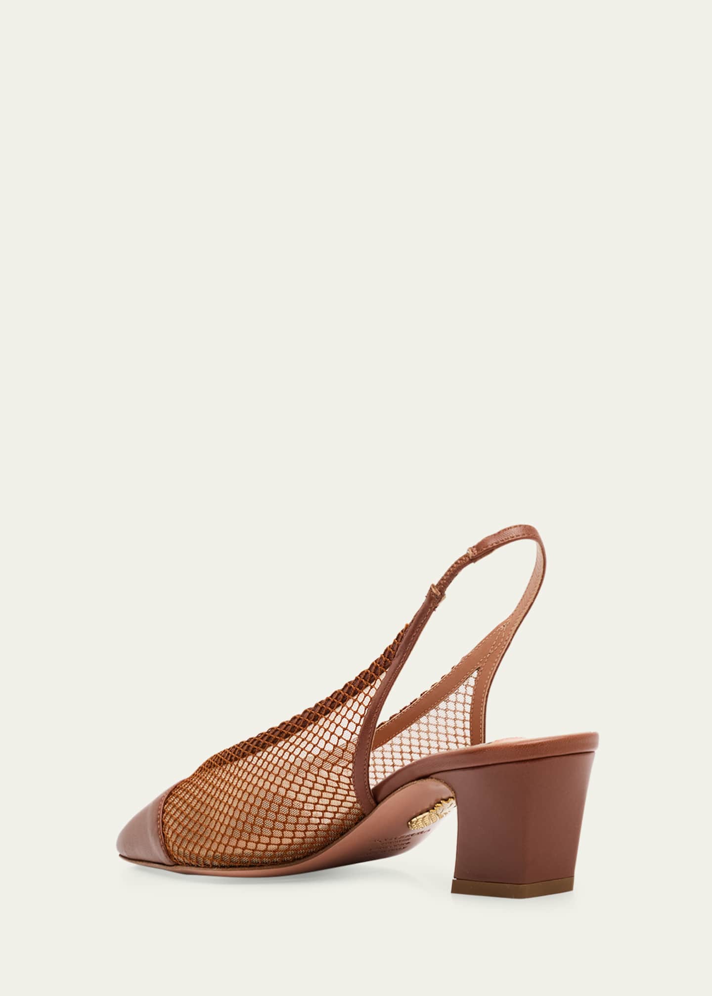 シューズ・サンダルその他 Aquazzura Margot black slingbacks in mesh and leather AQUAZZURA Aquazzura Margot mesh and leather slingbacks