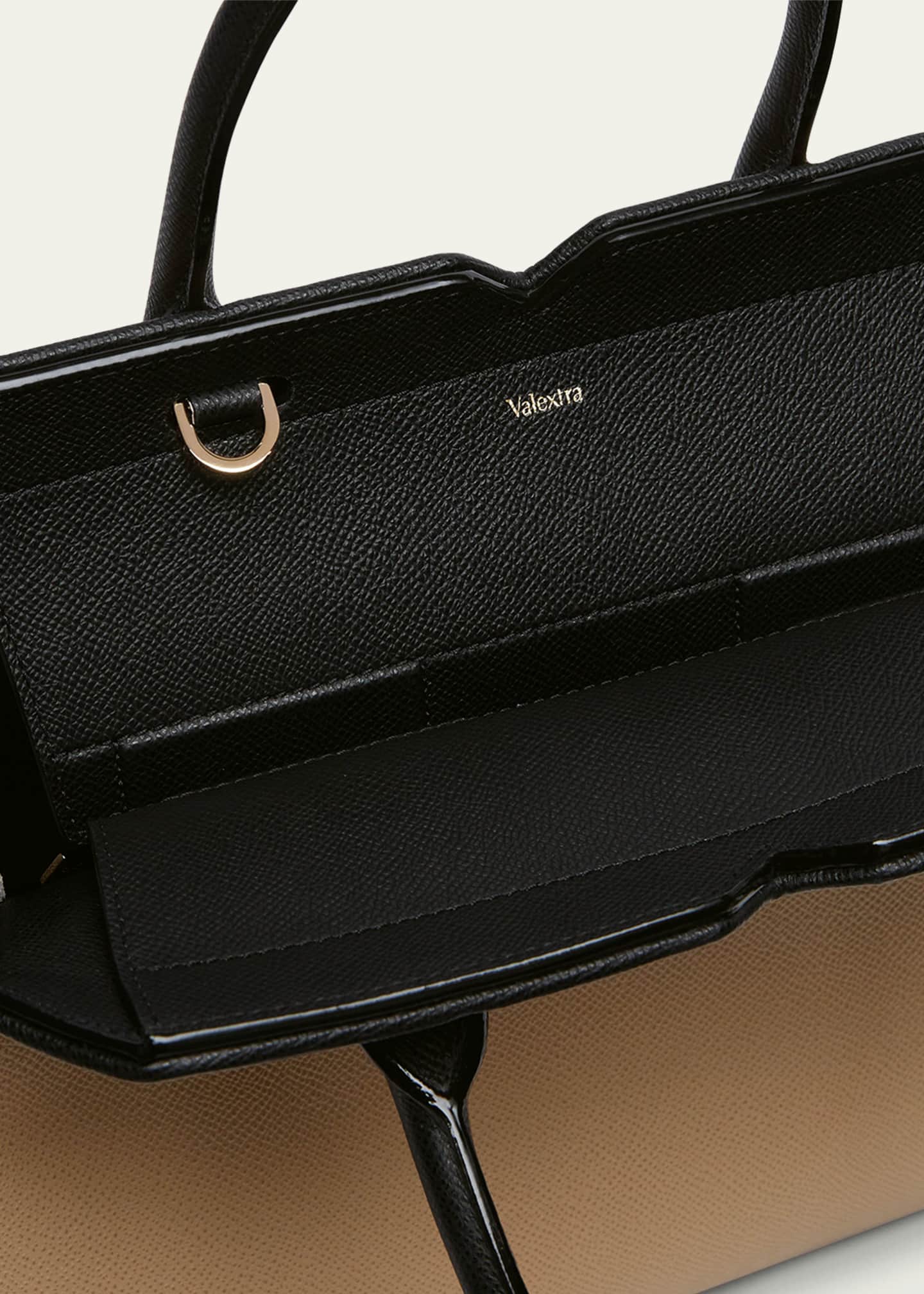 Valextra Milano Bicolor Leather Top-Handle Bag Image 4 of 4