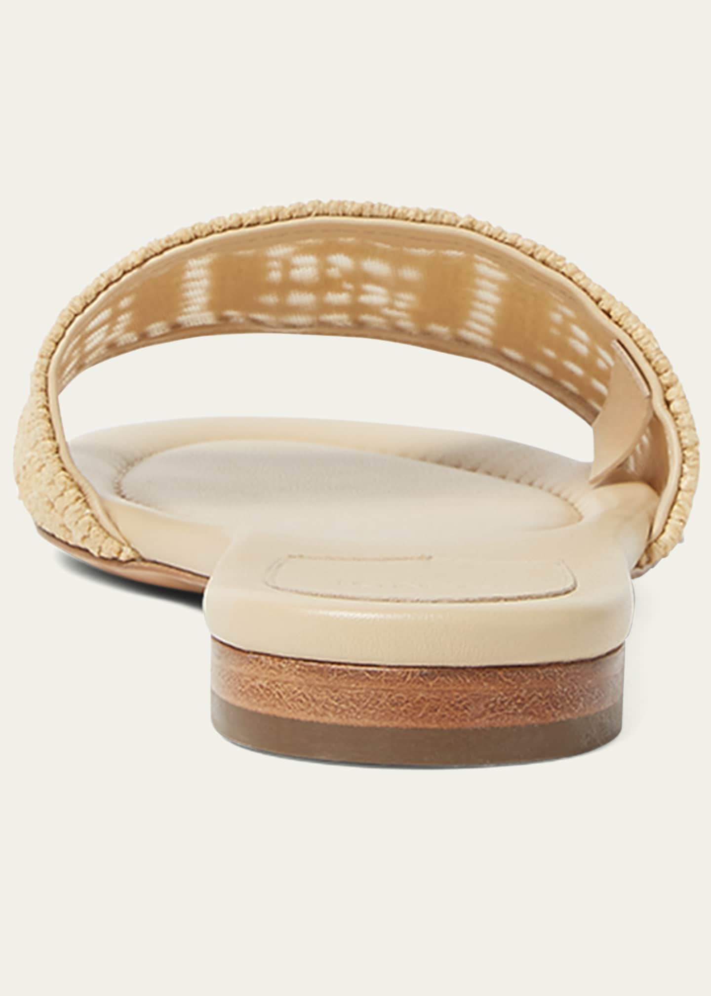 Fendi Sunshine FF Raffia Leather Slide Sandals - Bergdorf Goodman