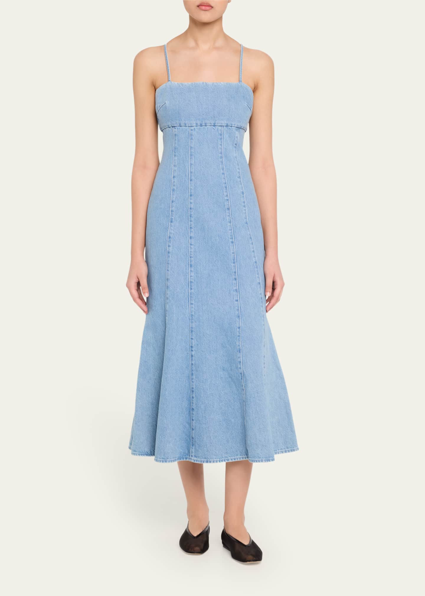 Toccin Josephine Sculpted Denim Midi Dress Image 2 of 5