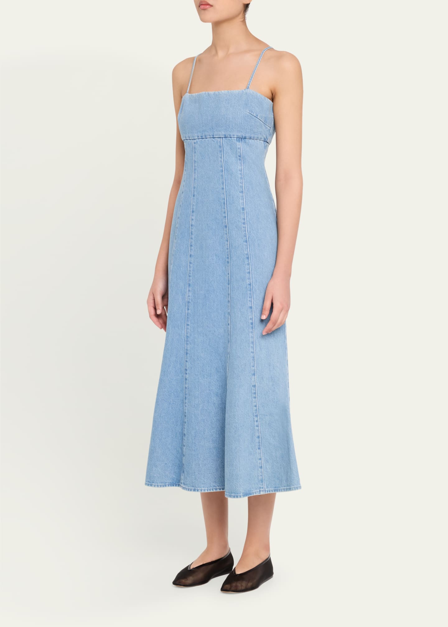 Toccin Josephine Sculpted Denim Midi Dress Image 4 of 5