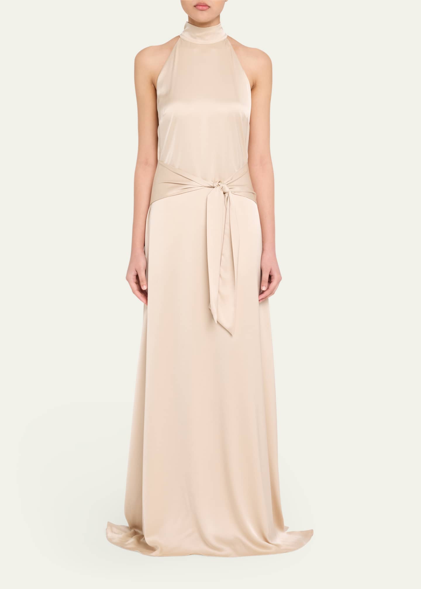 Toccin Jocelyn Tie-Front Satin Maxi Dress Image 2 of 5