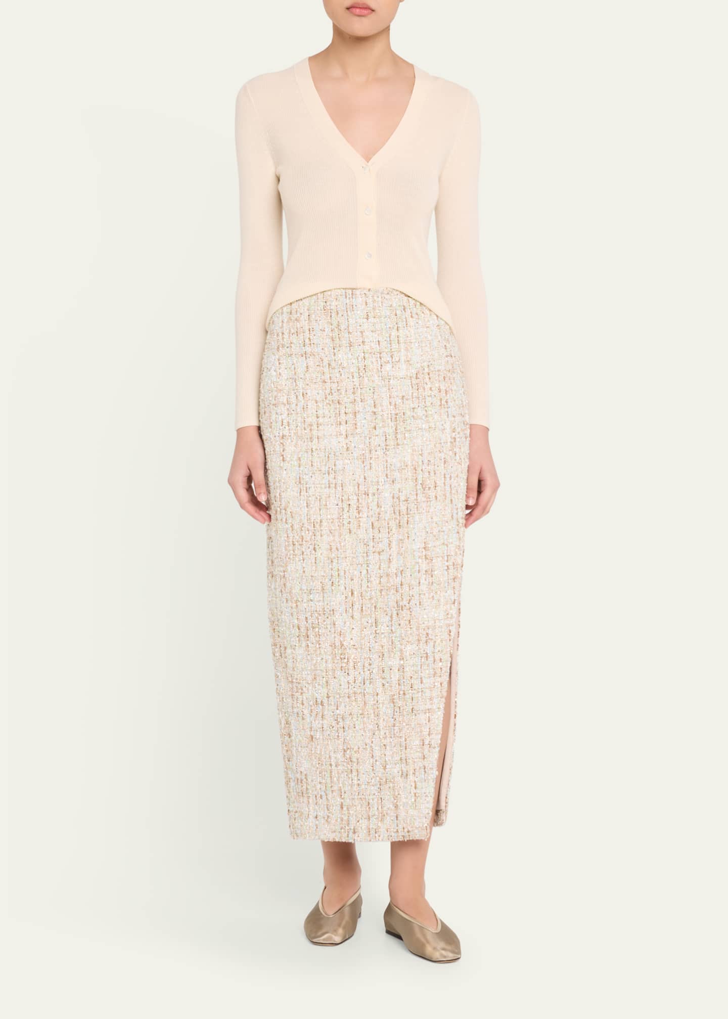 Toccin Kate Sequined Tweed Midi Skirt Image 2 of 5