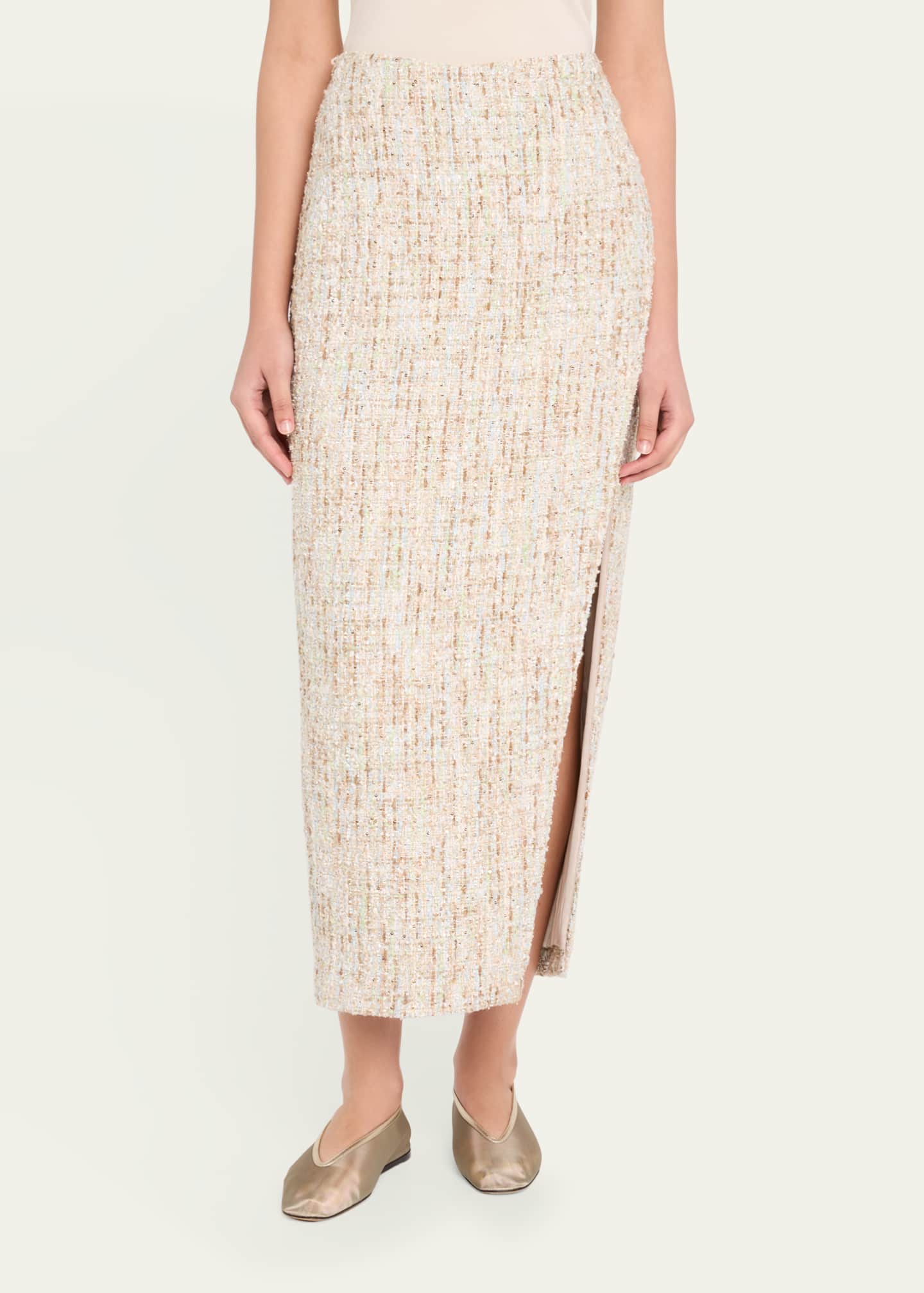 Toccin Kate Sequined Tweed Midi Skirt Image 4 of 5