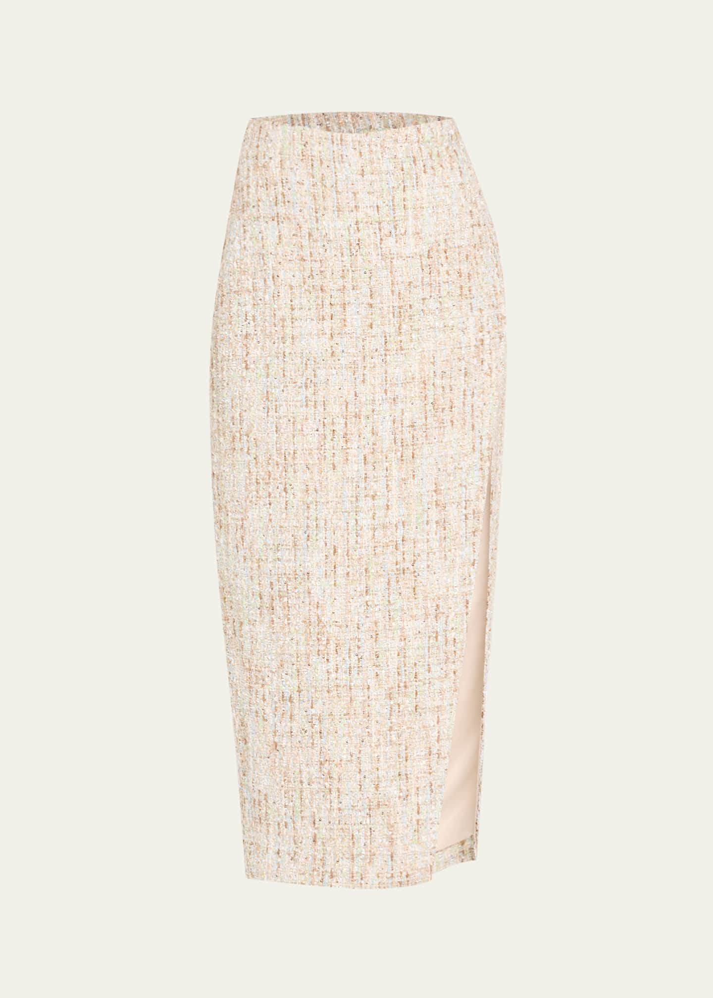 Toccin Kate Sequined Tweed Midi Skirt Image 1 of 5