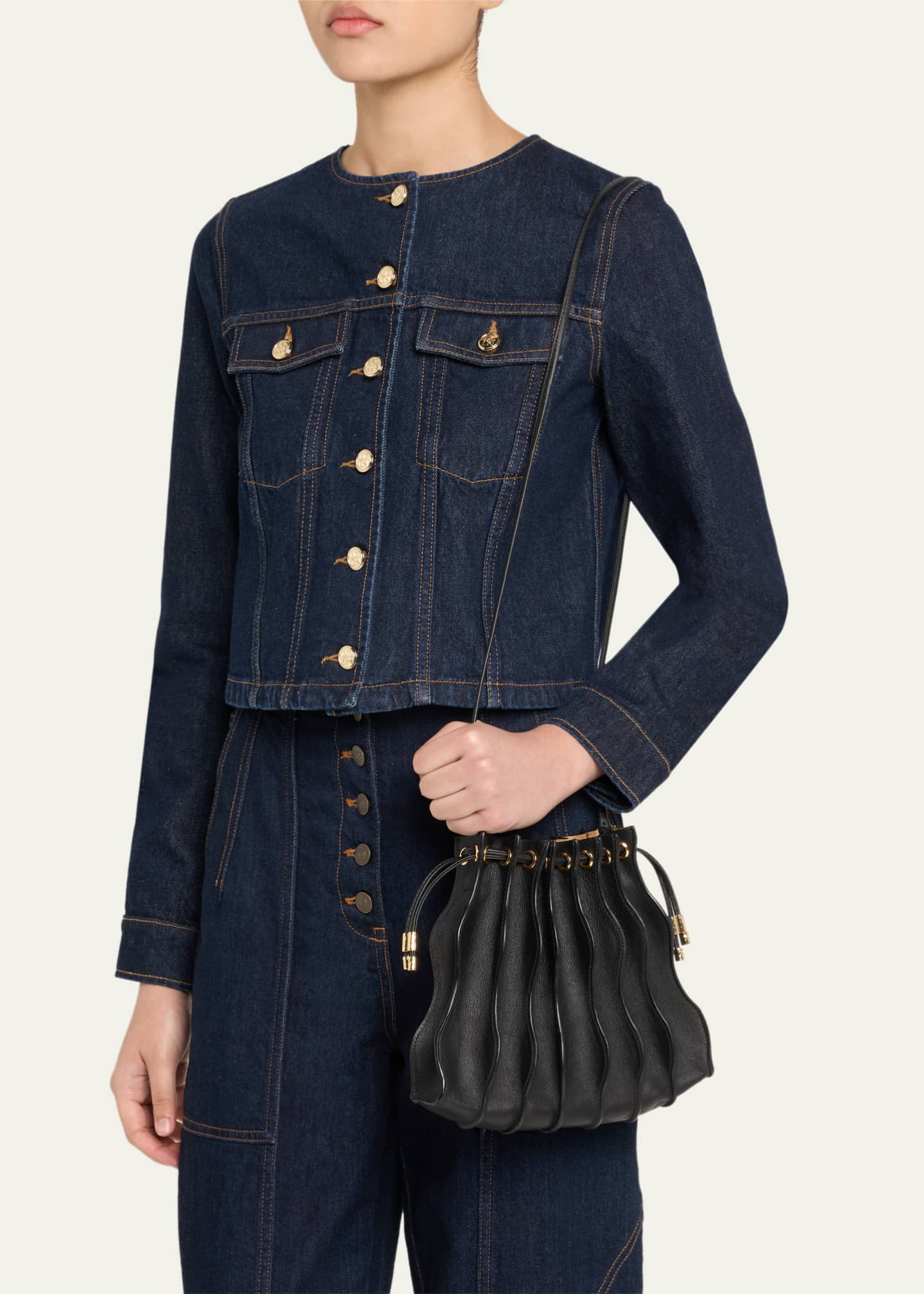 Ulla Johnson Adria Wave Pleated Leather Crossbody Bag Image 2 of 6
