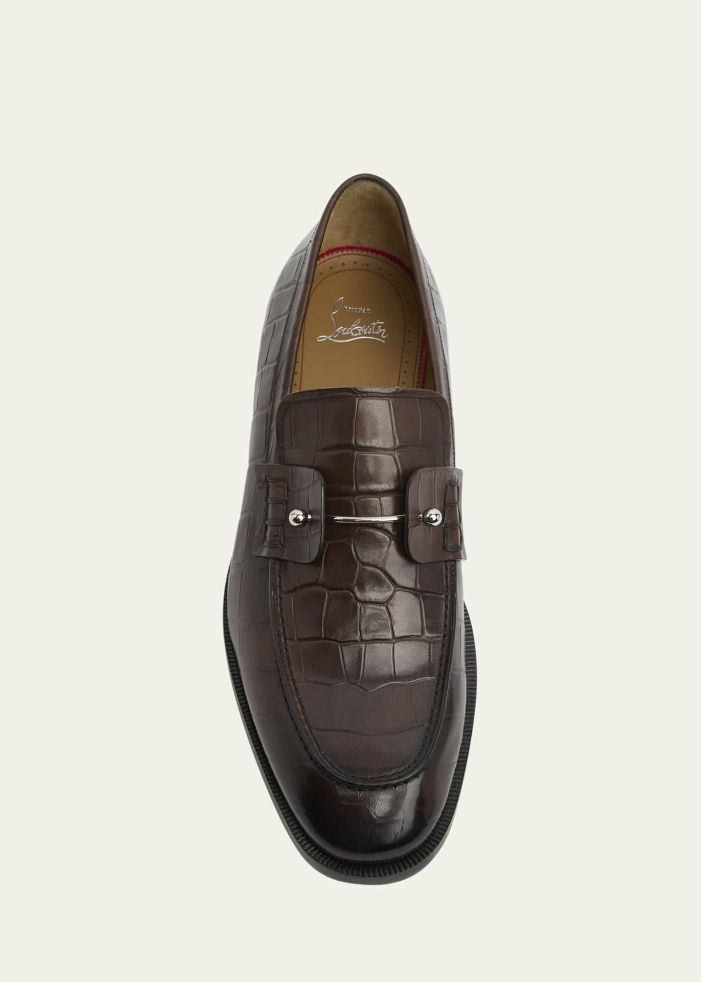 Christian Louboutin Men's Chambelimoc Croc-Effect Loafers Image 4 of 4