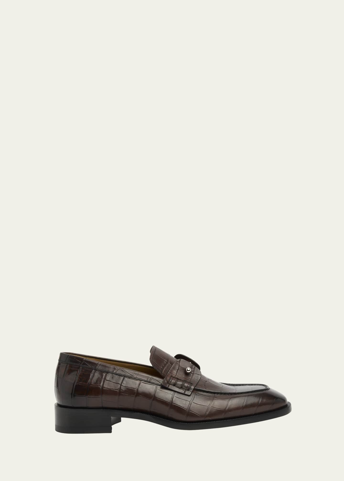 Christian Louboutin Men's Chambelimoc Croc-Effect Loafers Image 1 of 4