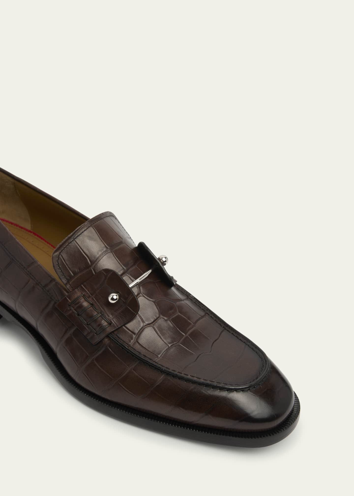 Christian Louboutin Men's Chambelimoc Croc-Effect Loafers Image 3 of 4