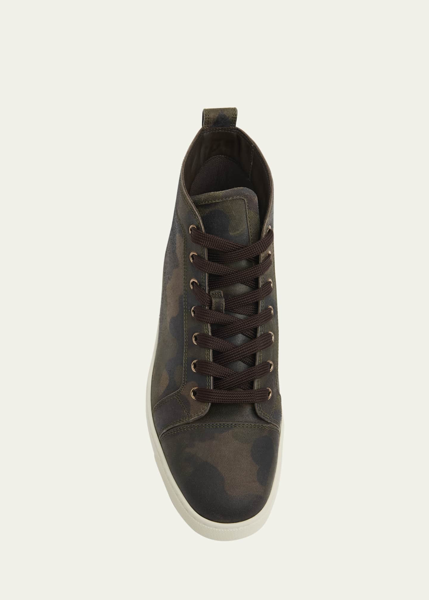 Christian Louboutin Men's Louis Camouflage Leather High-Top Sneakers Image 4 of 4