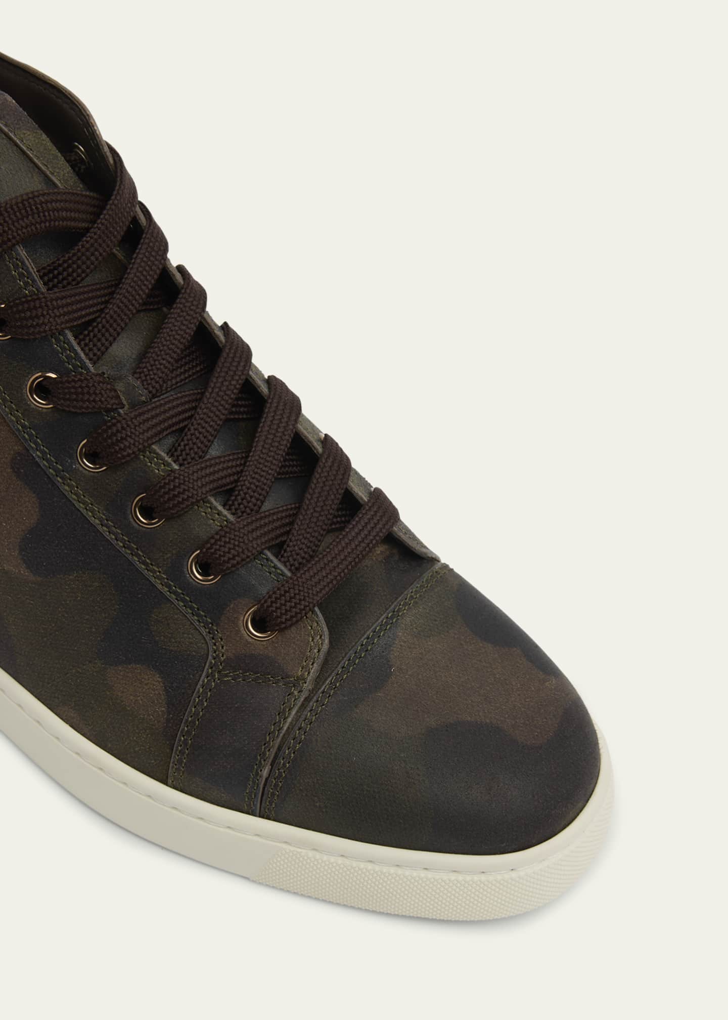 Christian Louboutin Men's Louis Camouflage Leather High-Top Sneakers Image 3 of 4