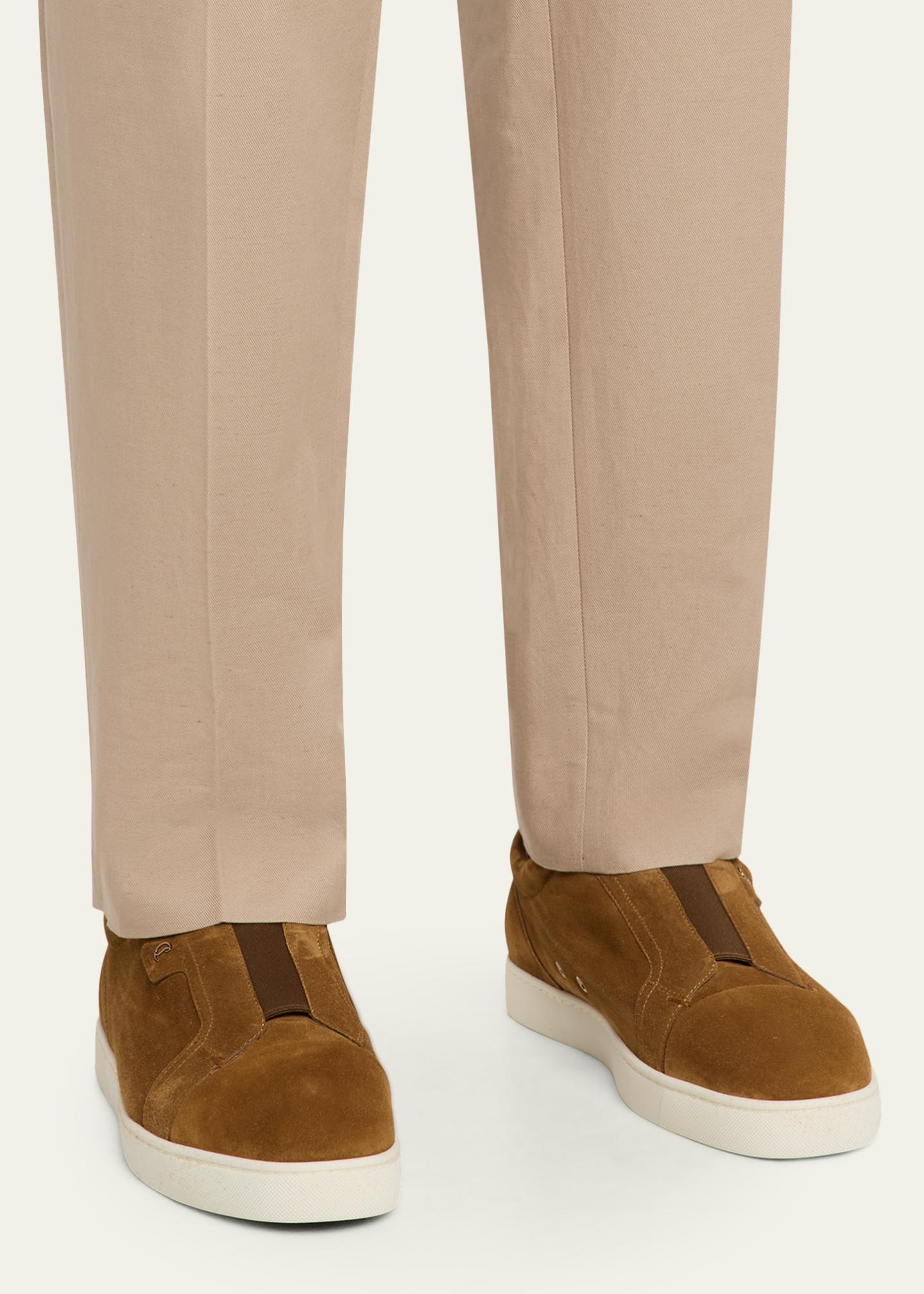 Christian Louboutin Brown Suede & Navy Leather Slip-On Sneakers with Star Accent Christian Louboutin Men main image 2