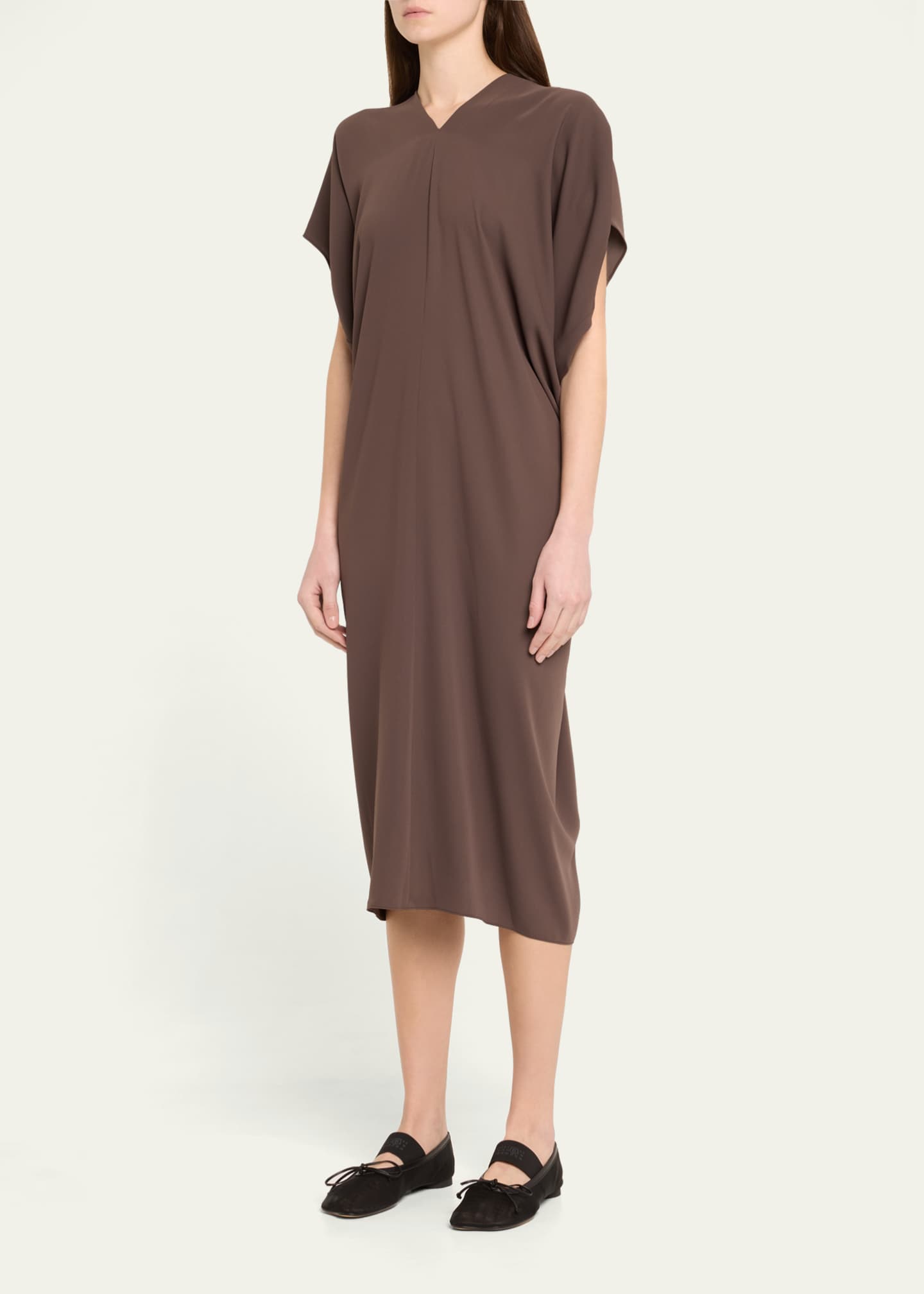 MM6 Maison Margiela Draped V-Neck Midi Dress - Bergdorf Goodman