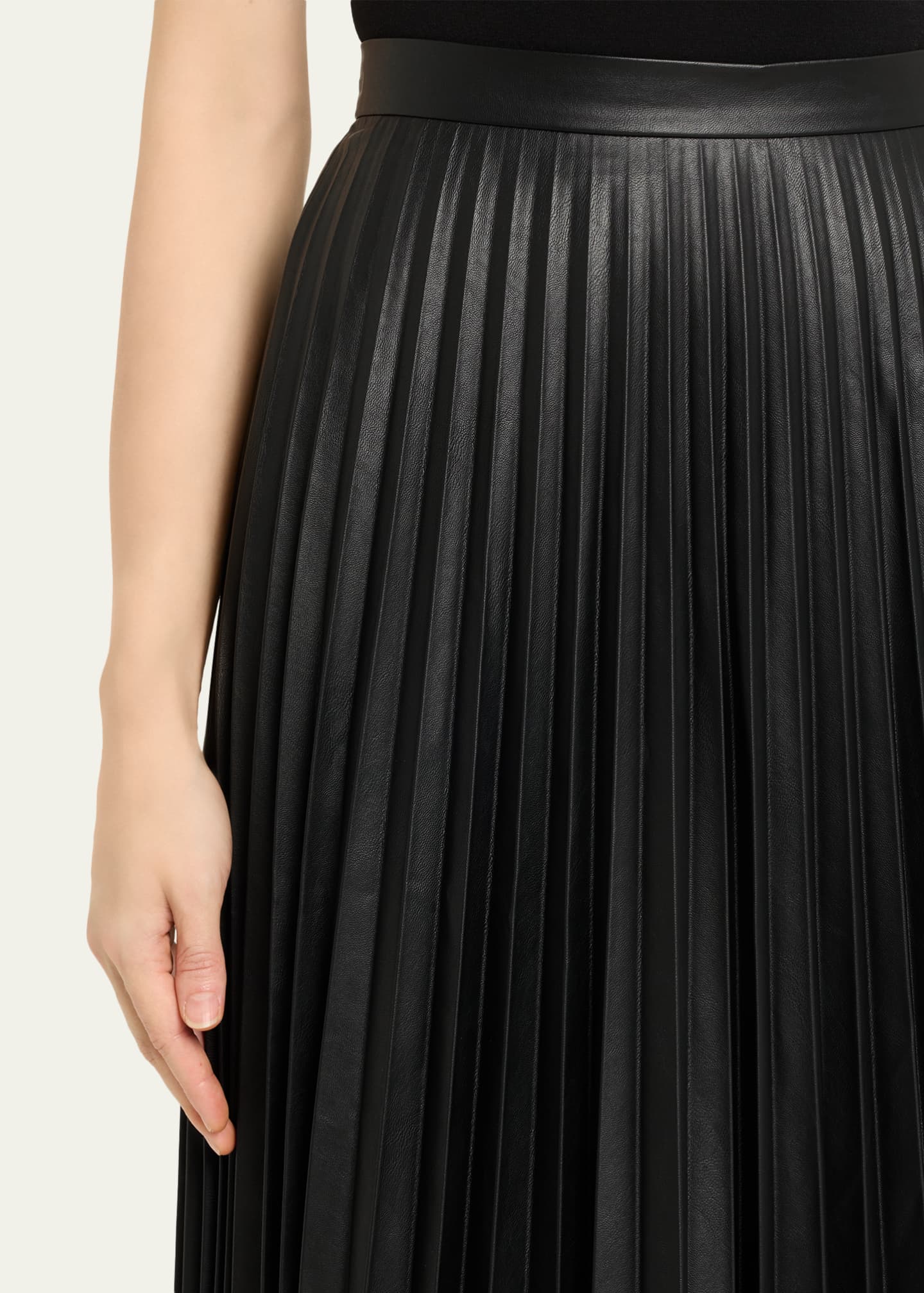 MM6 Maison Margiela Pleated Vegan Leather Midi Skirt - Bergdorf