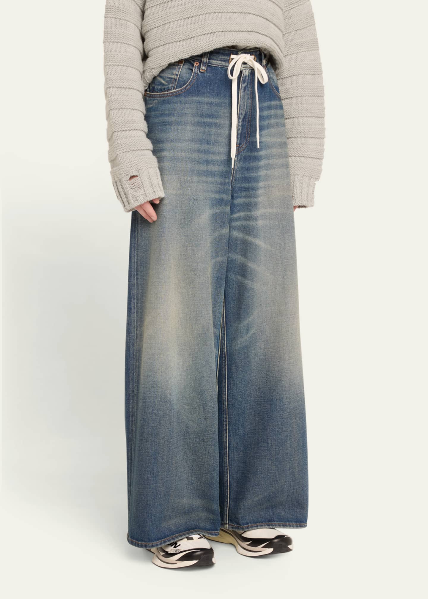 【国内送関税込】MM6 Maison Margiela ☆ Drawstring ジーンズ MM6 Maison Margiela drawstring-waistband wide-leg Jeans
