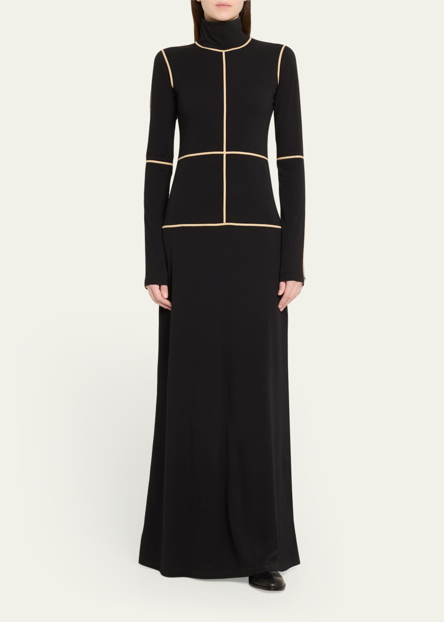MM6 Maison Margiela Contrast Seam Turtleneck Maxi Dress Image 2 of 5