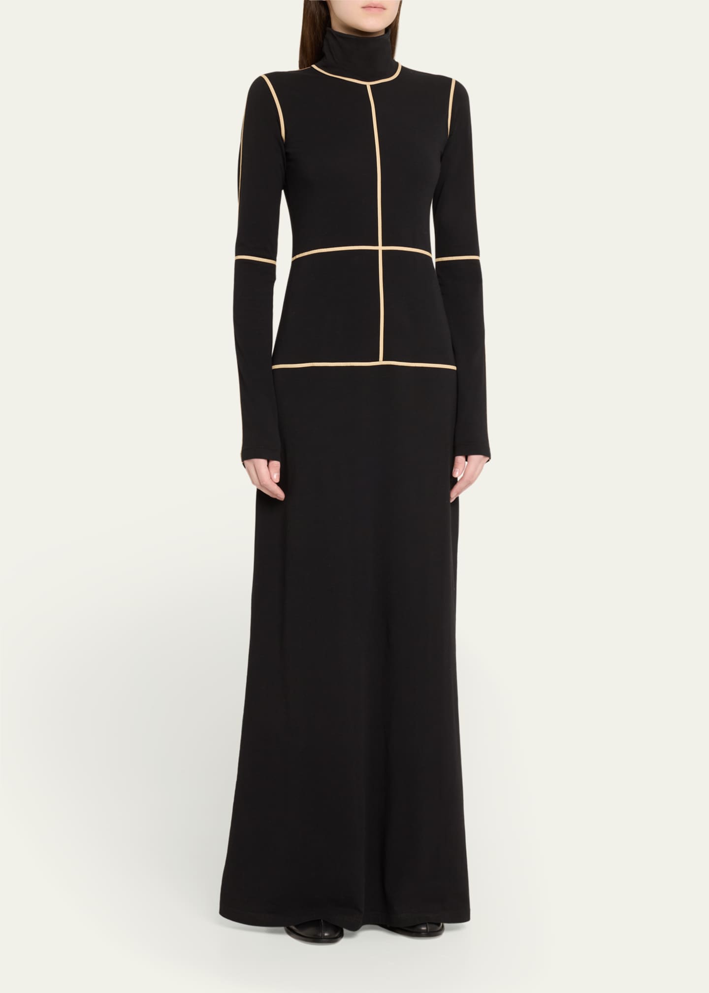 MM6 Maison Margiela Contrast Seam Turtleneck Maxi Dress Image 4 of 5