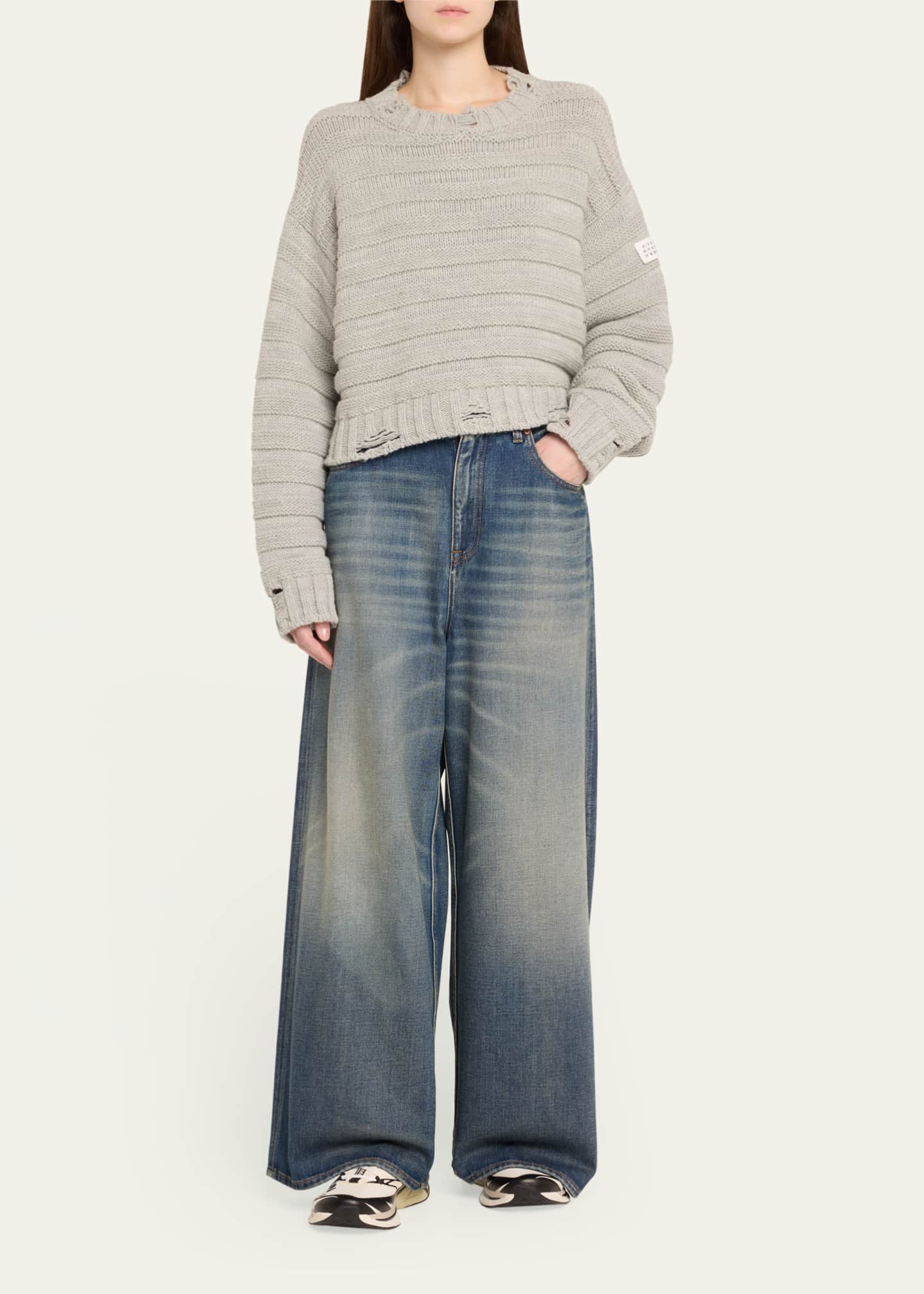 MM6 Maison Margiela Distressed Crewneck Sweater Image 2 of 5