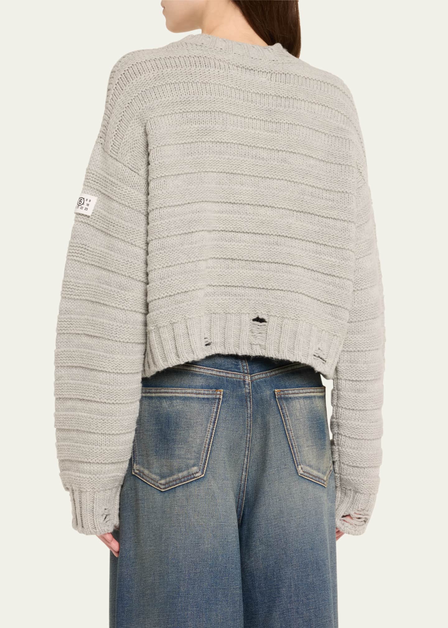 MM6 Maison Margiela Distressed Crewneck Sweater Image 3 of 5