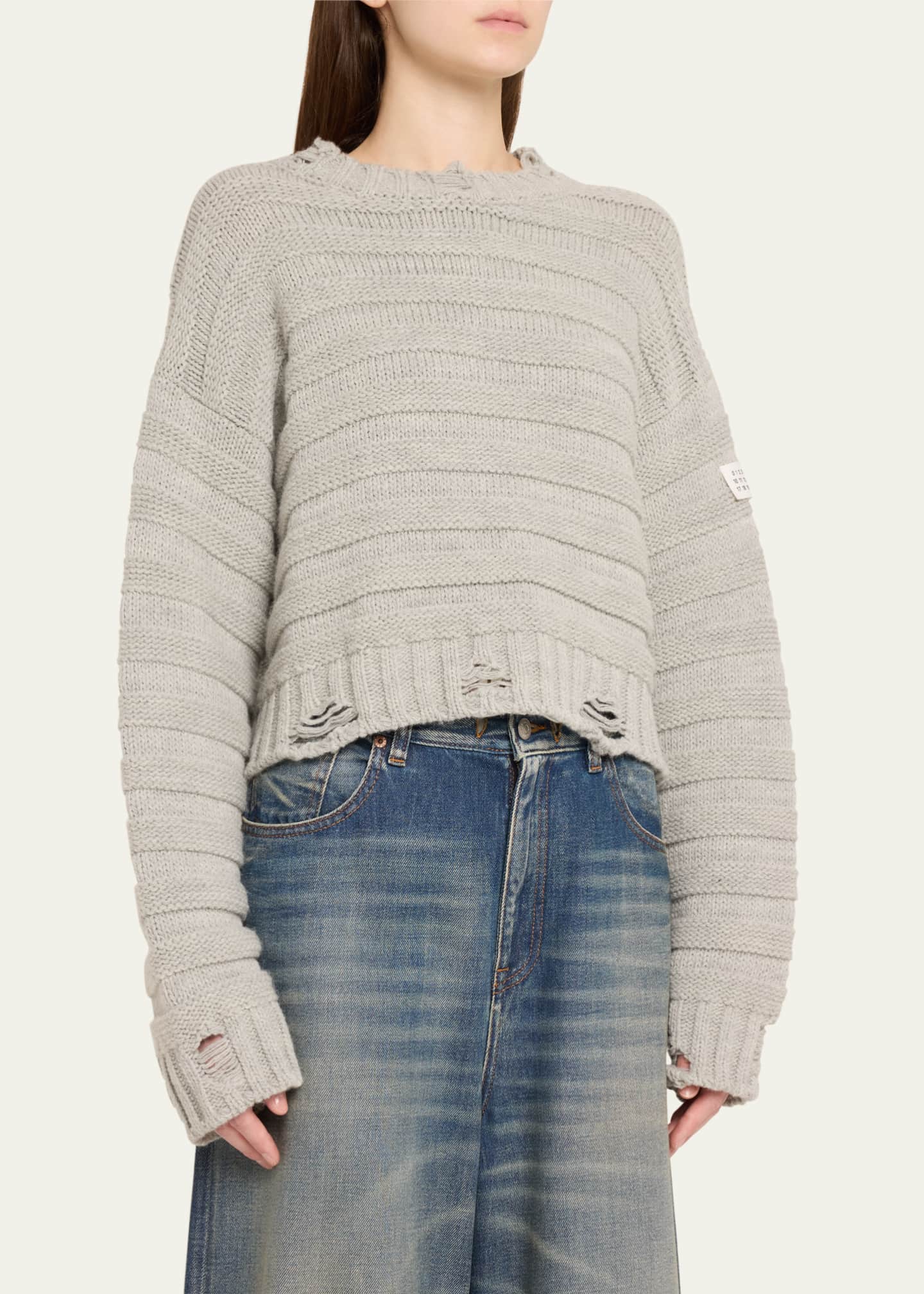 MM6 Maison Margiela Distressed Crewneck Sweater Image 4 of 5