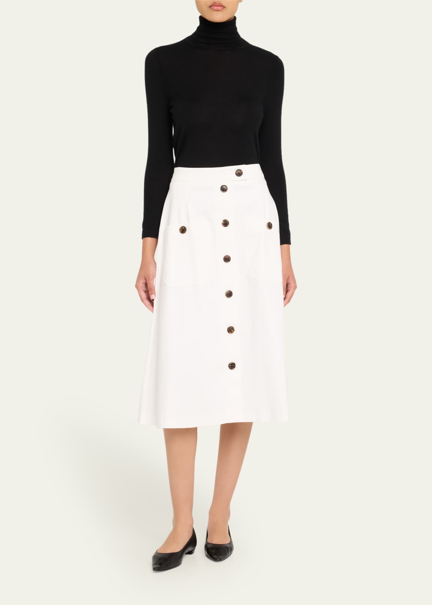 Carolina Herrera Button Front Midi Skirt Image 2 of 5