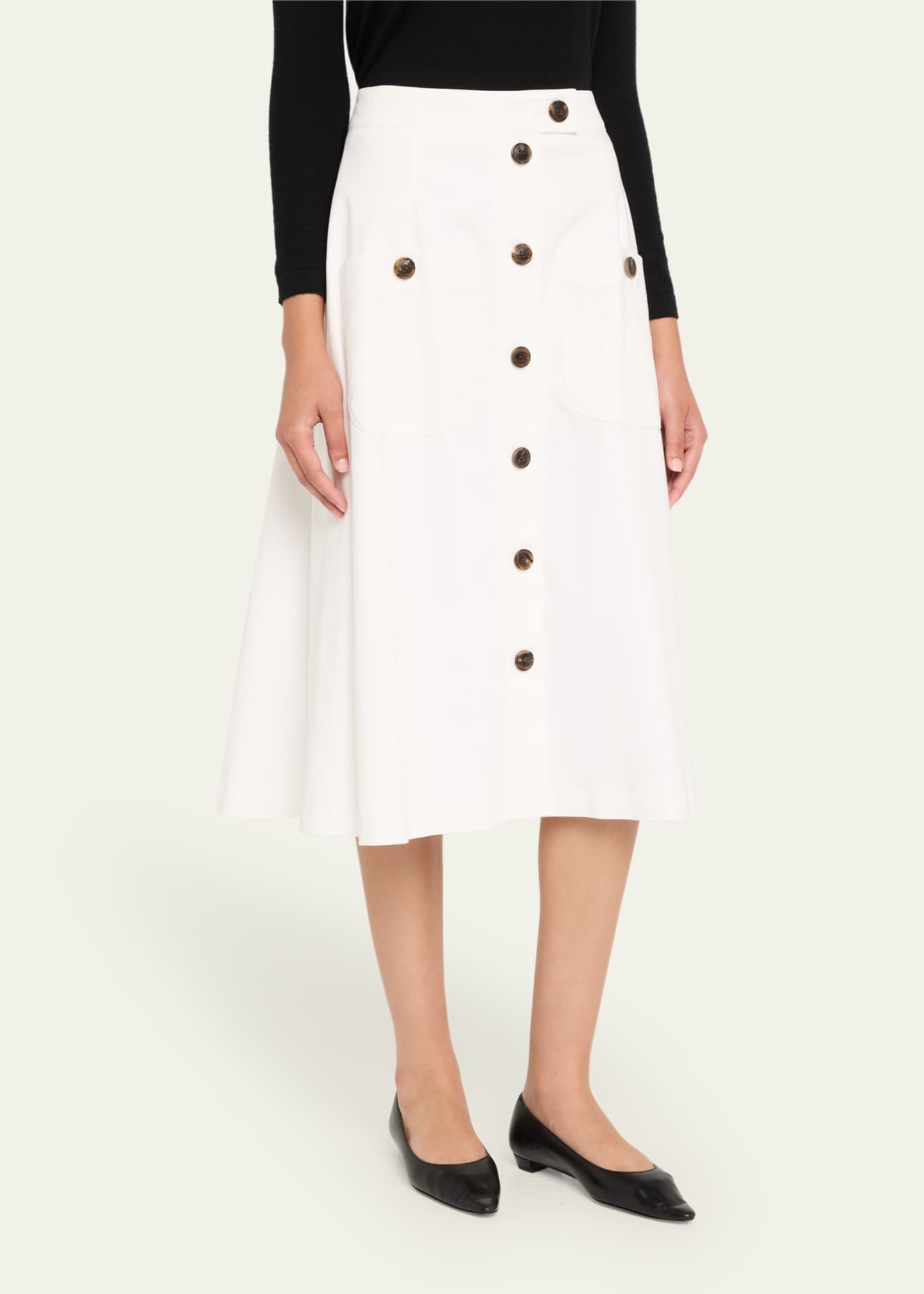 Carolina Herrera Button Front Midi Skirt Image 4 of 5