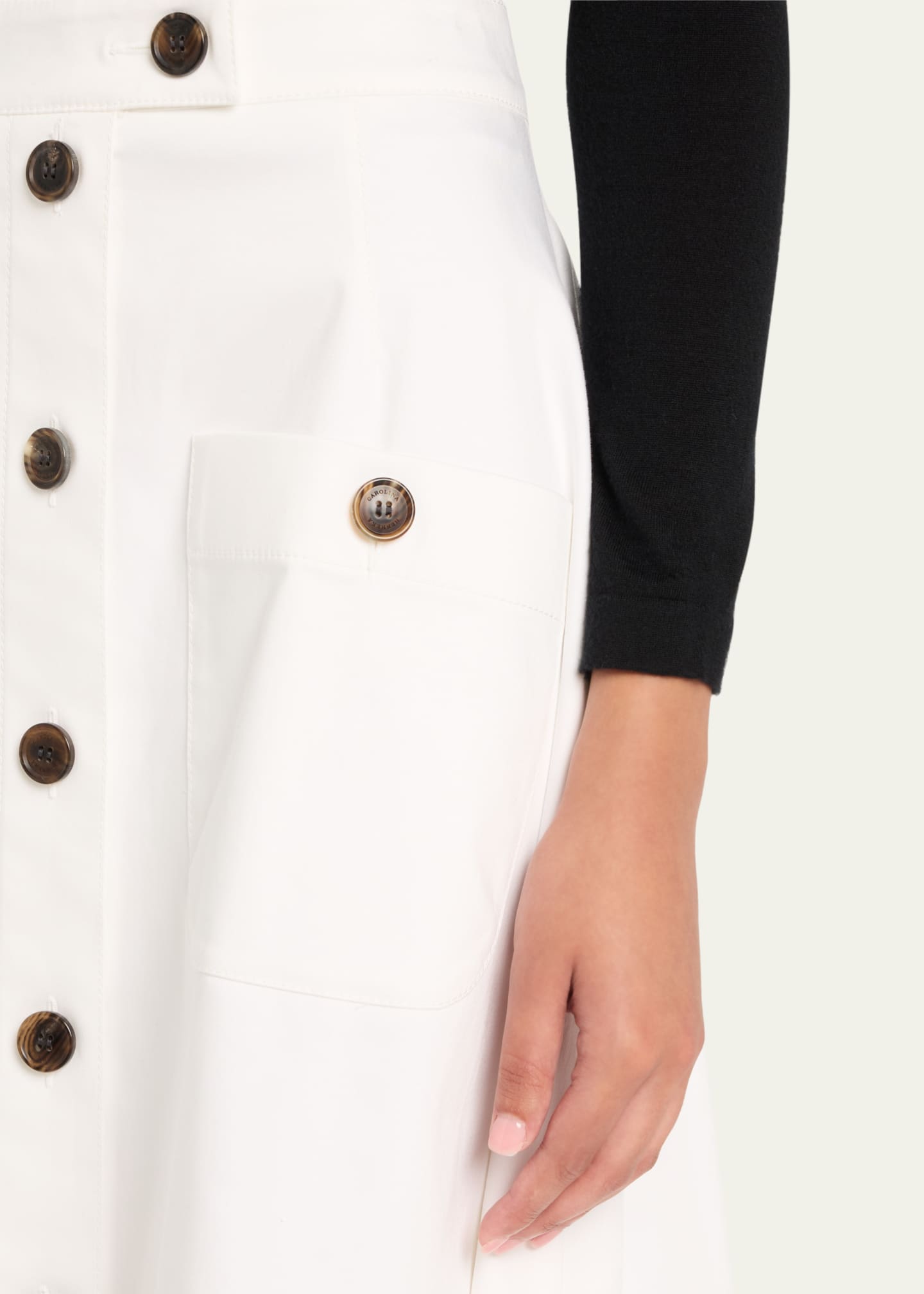Carolina Herrera Button Front Midi Skirt Image 5 of 5
