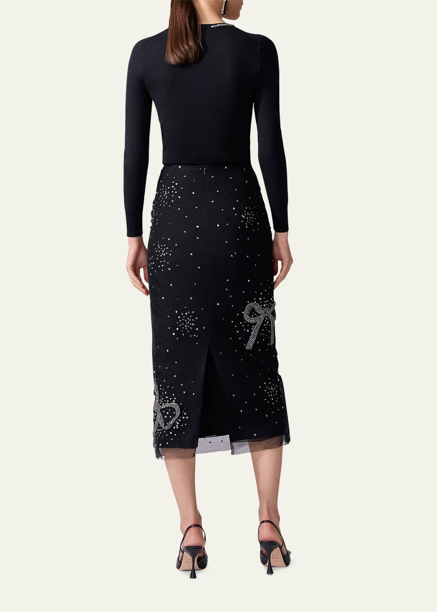 Carolina Herrera Bow Embellished Midi Skirt Image 3 of 3