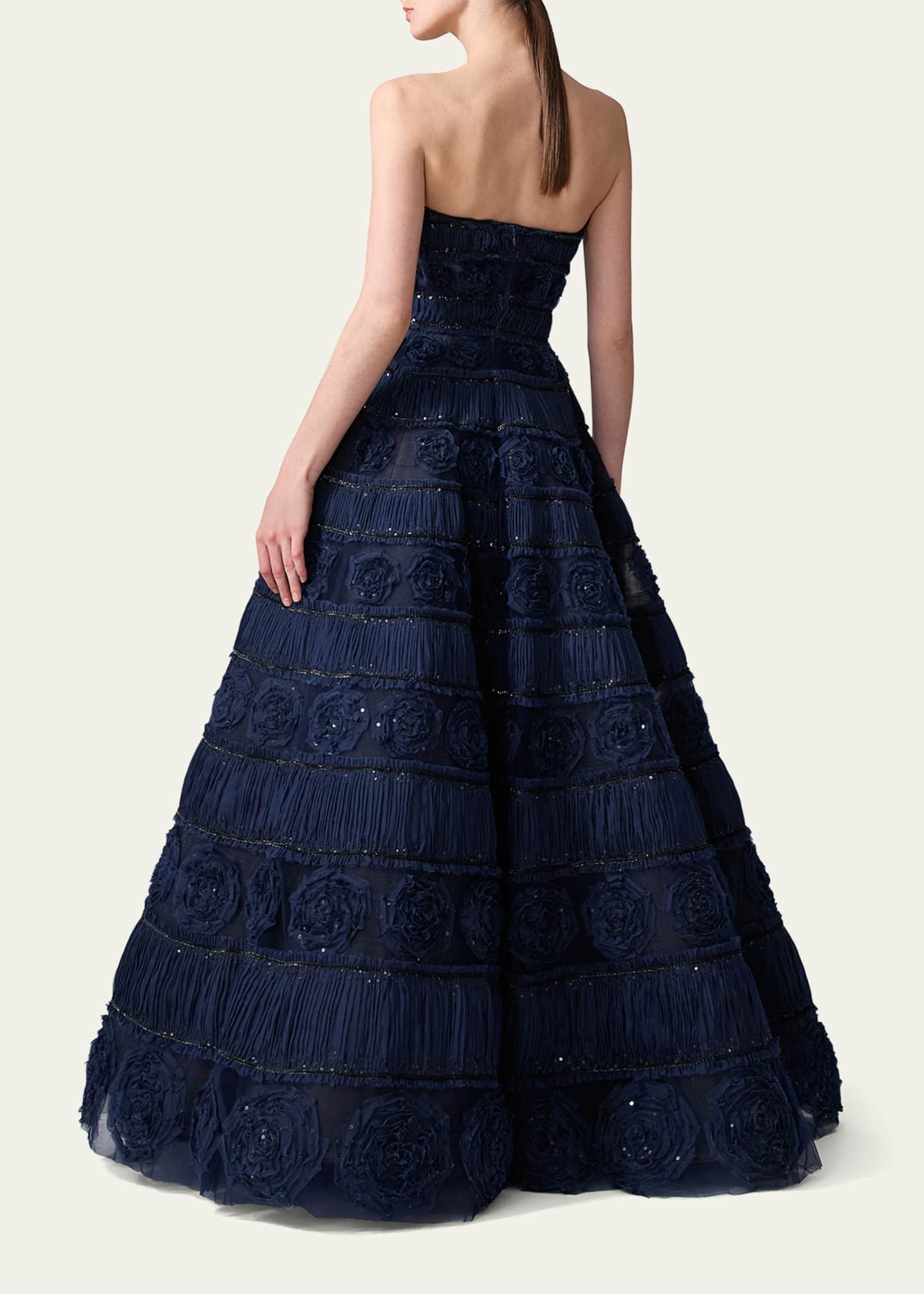 Carolina Herrera Strapless Rose Embroidered Ball Gown Image 3 of 4