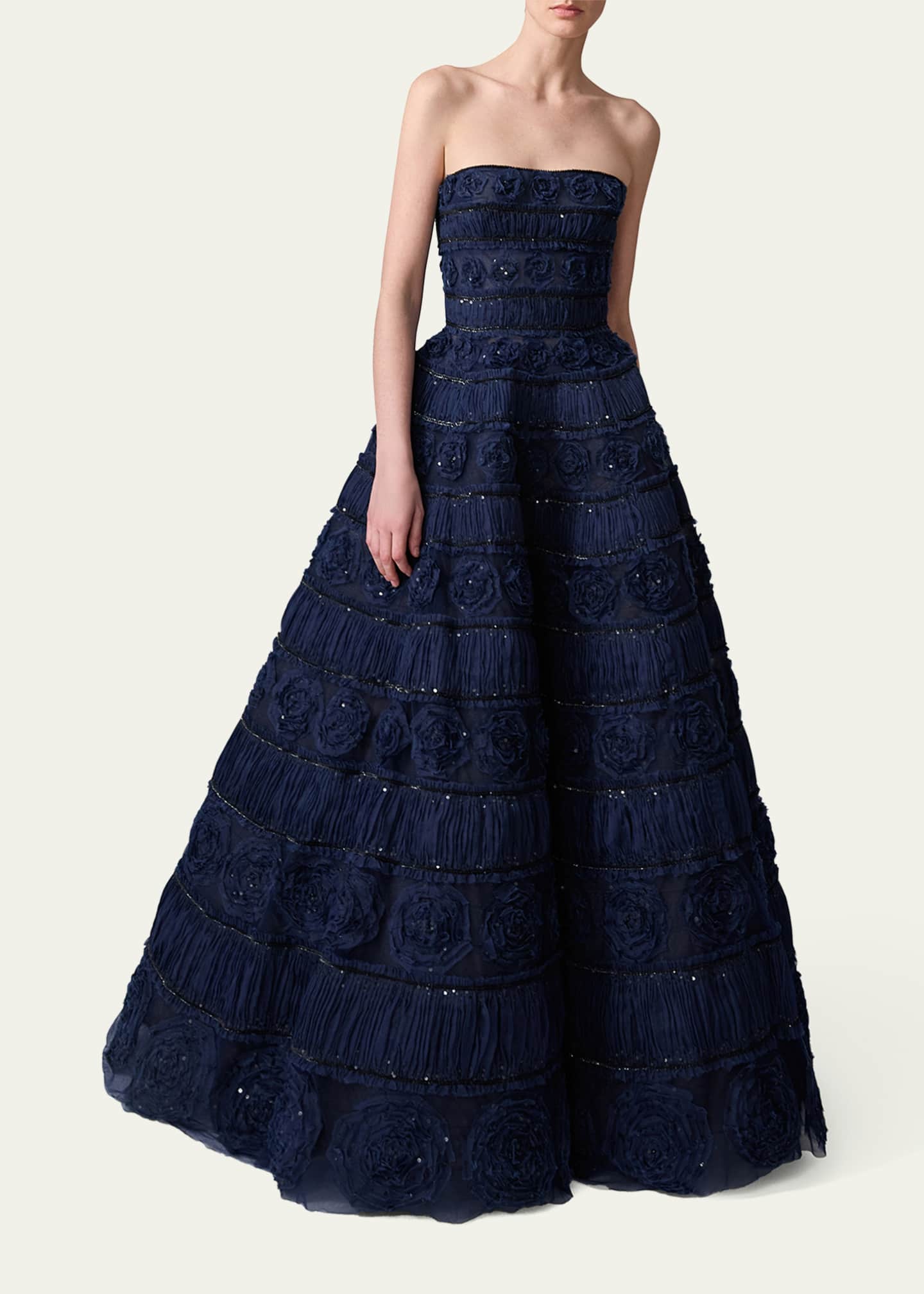 Carolina Herrera Strapless Rose Embroidered Ball Gown Image 4 of 4
