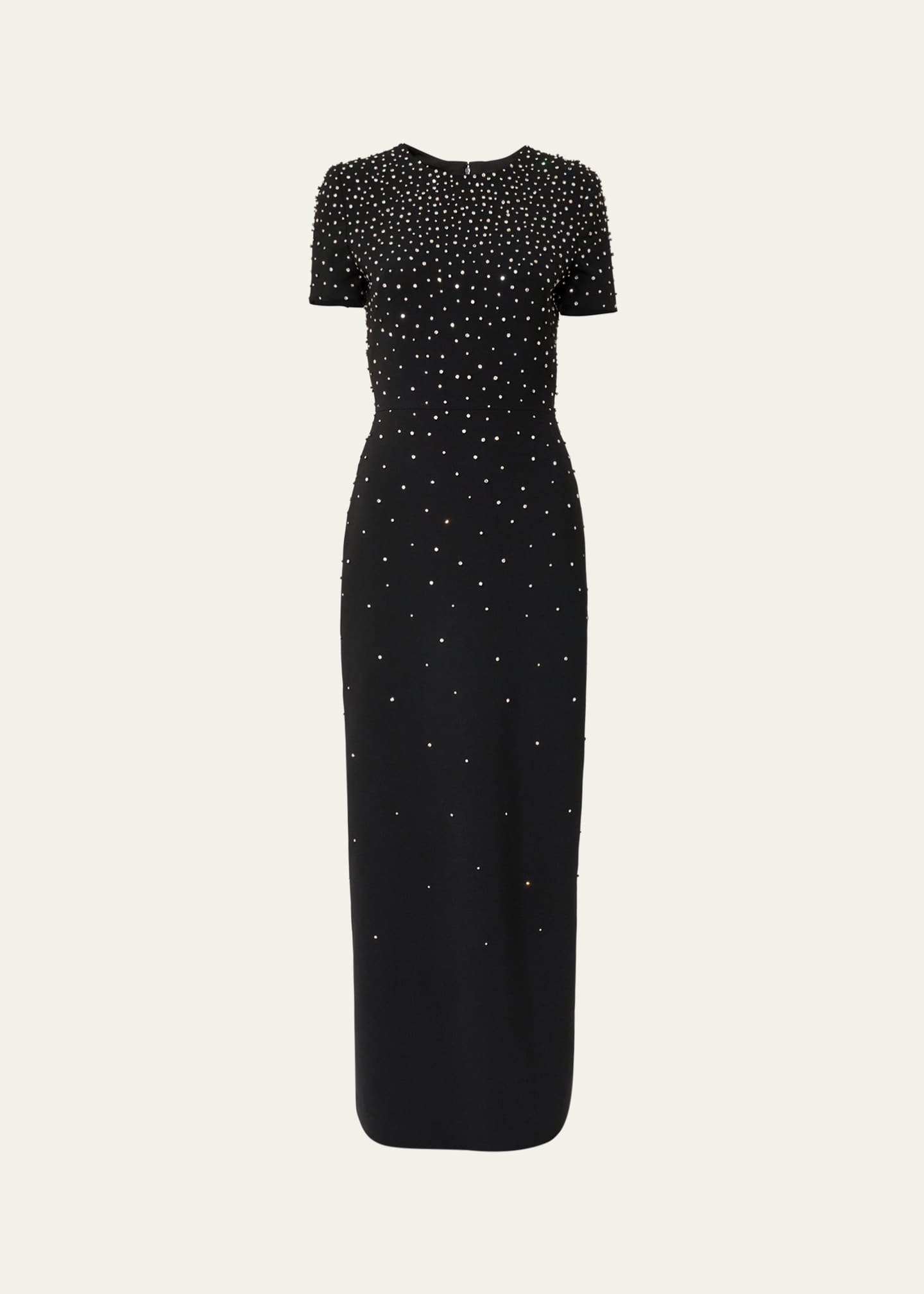 Carolina Herrera Embellished Short-Sleeve Bow-Back Gown Image 1 of 3
