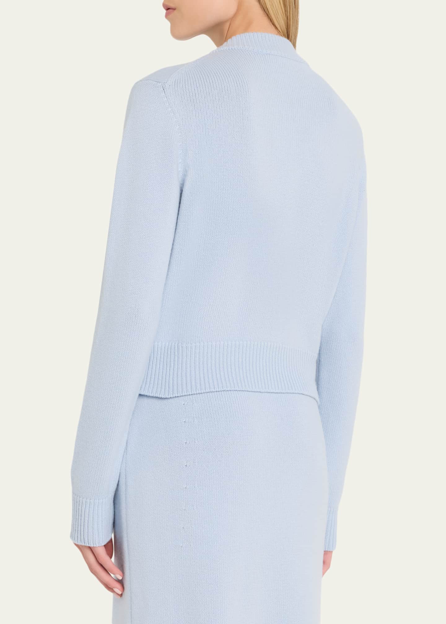 Carolina Herrera Crystal Bow Wool-Cashmere Cardigan Image 3 of 5