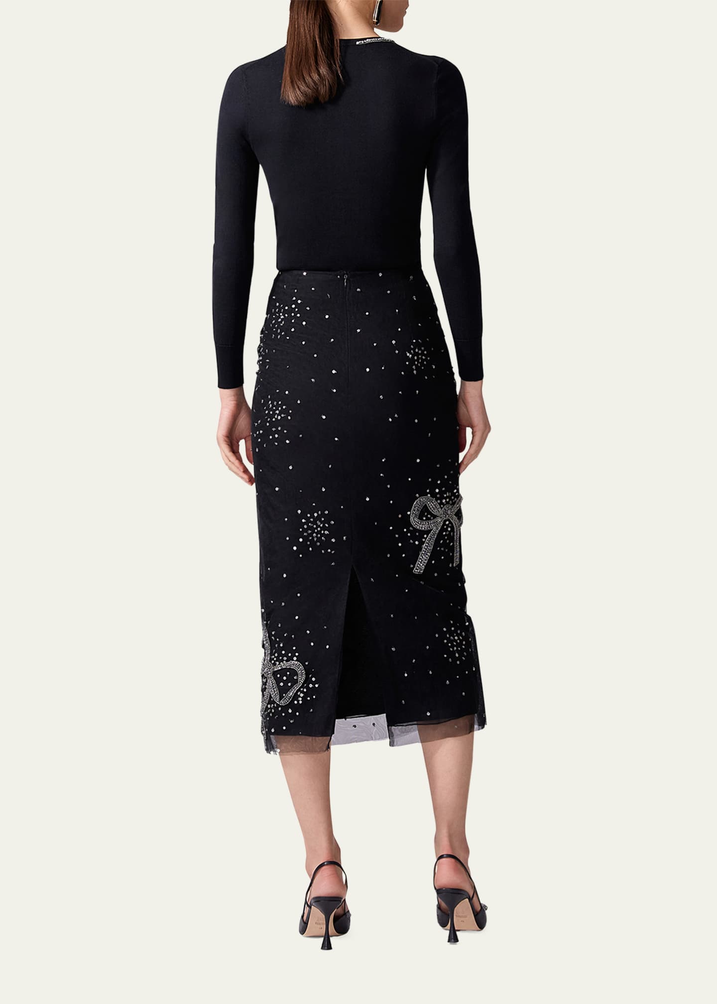 Carolina Herrera Crystal Bow Crewneck Sweater Image 3 of 3