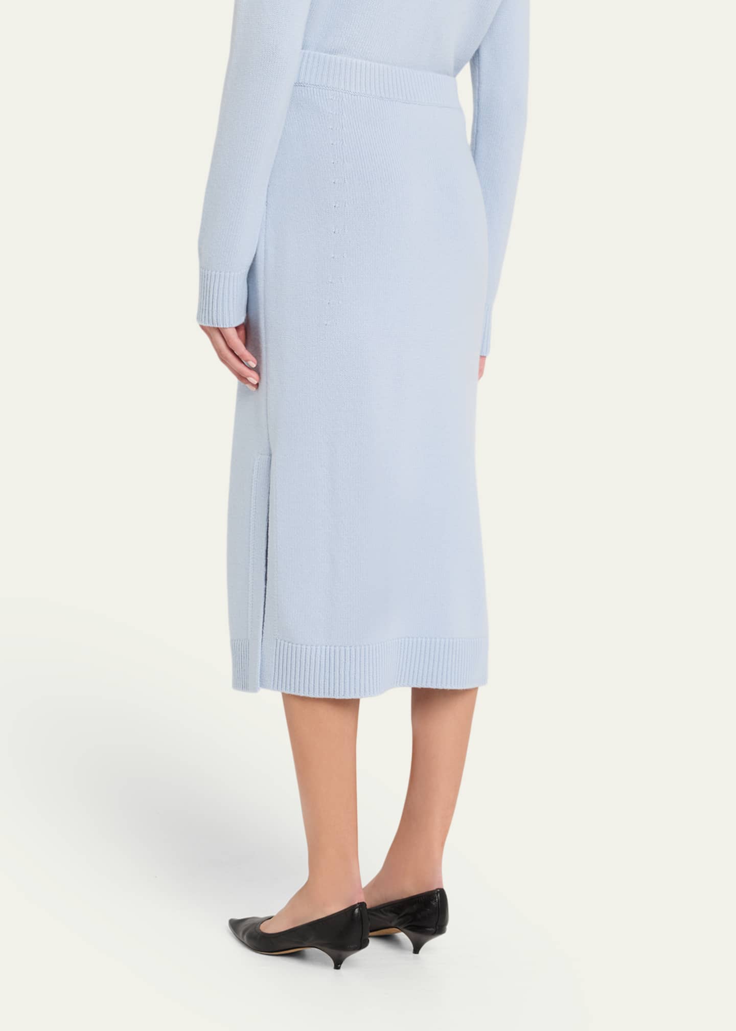 Carolina Herrera Wool-Cashmere Knit Midi Pencil Skirt Image 3 of 5