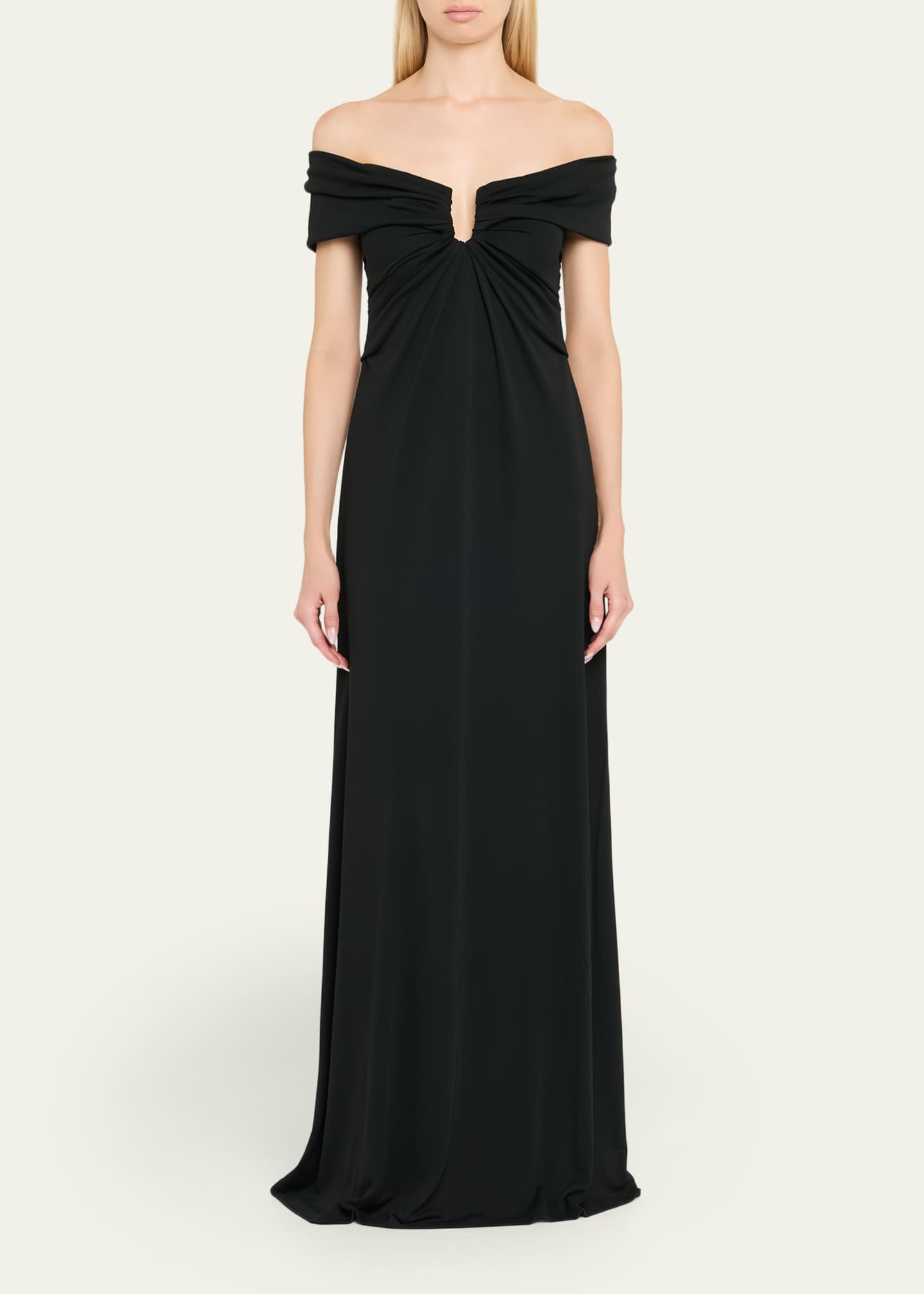Carolina Herrera Off-The-Shoulder Ruched Gown Image 2 of 5
