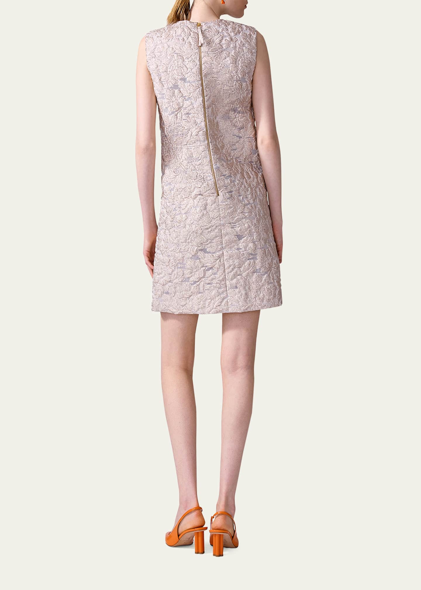 Carolina Herrera Metallic Floral Sleeveless Mini Shift Dress Image 3 of 3