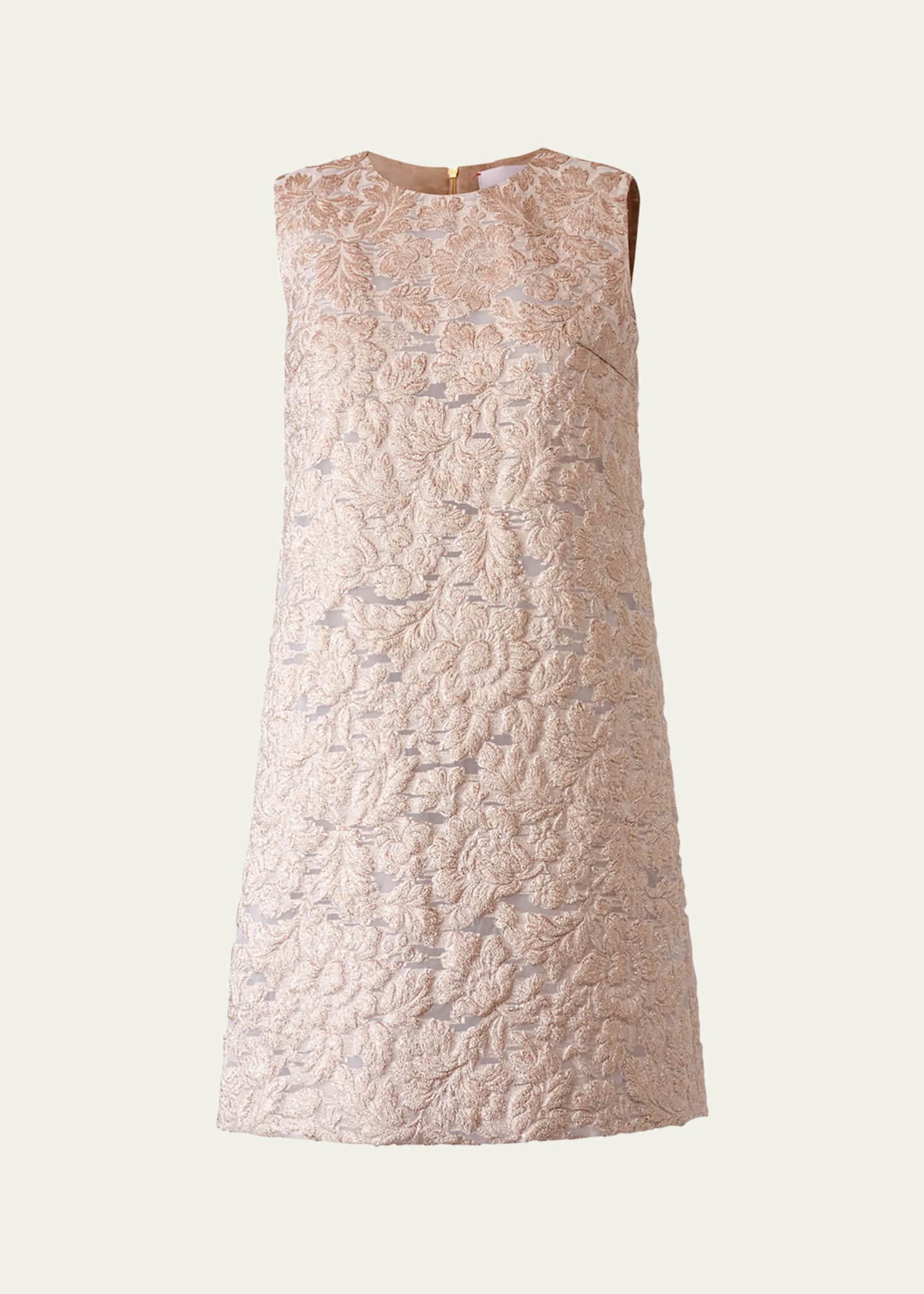 Carolina Herrera Metallic Floral Sleeveless Mini Shift Dress Image 1 of 3