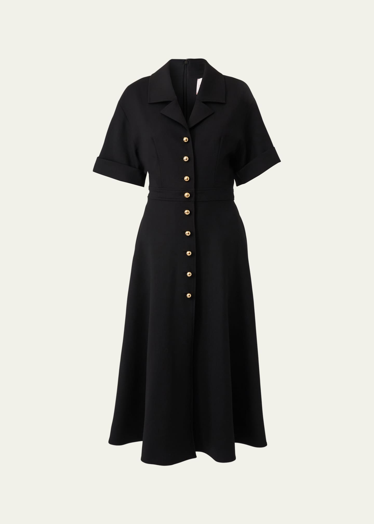 Carolina Herrera Collared Short-Sleeve Midi Shirtdress Image 1 of 3