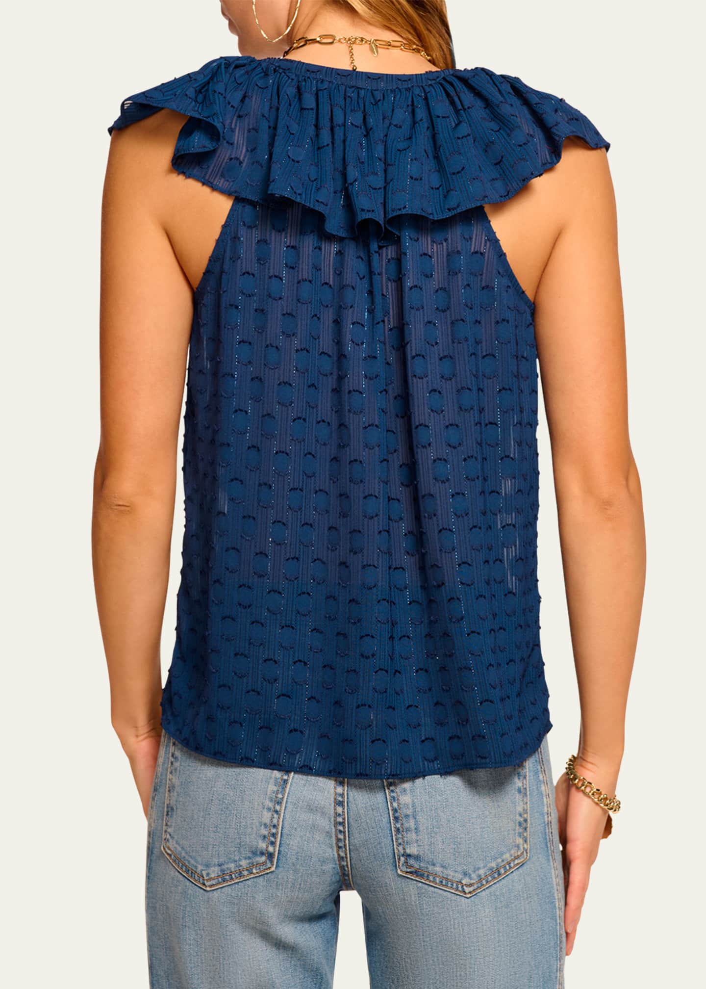Silvia Dot Ruffle-Trim Top