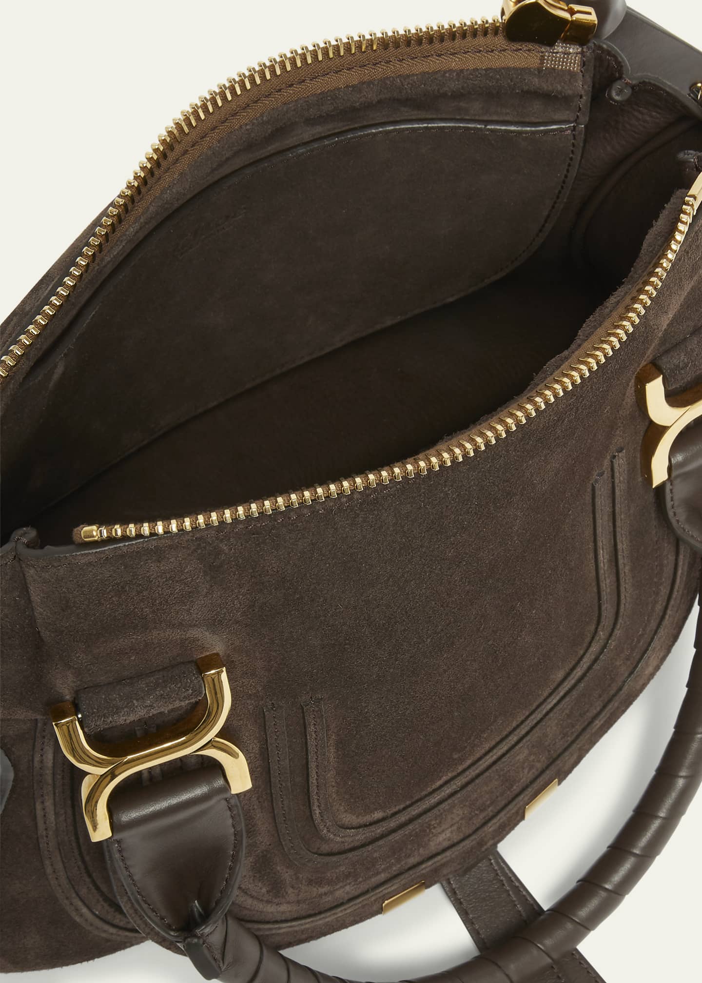 Chloe Marcie Double Carry Satchel in Calfskin Suede Image 4 of 6