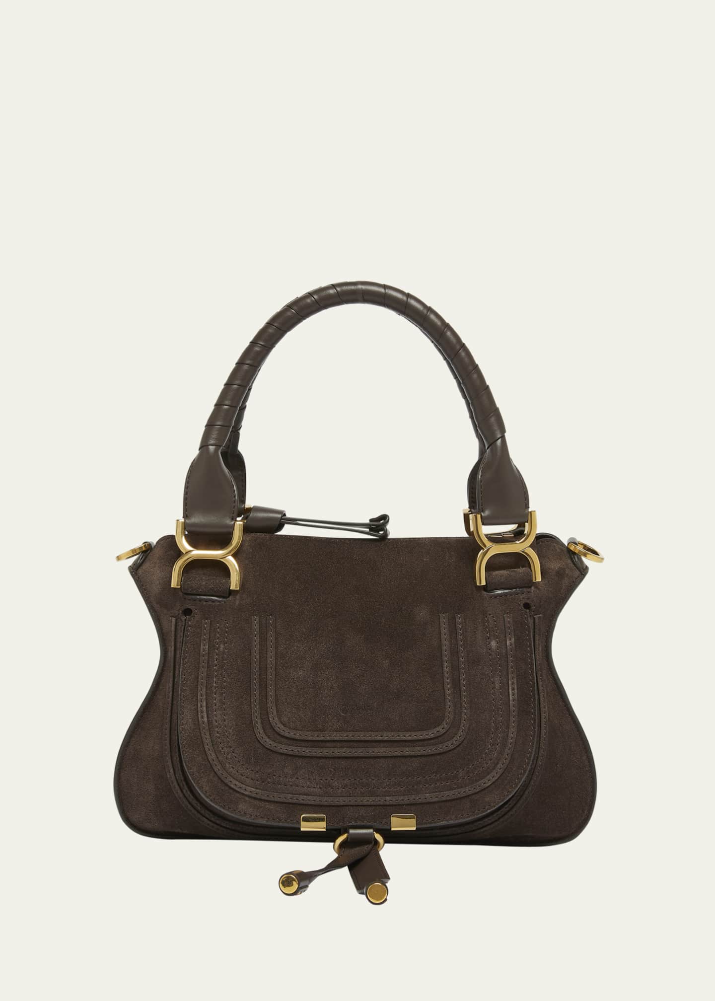 Chloe Marcie Double Carry Satchel in Calfskin Suede Image 1 of 6