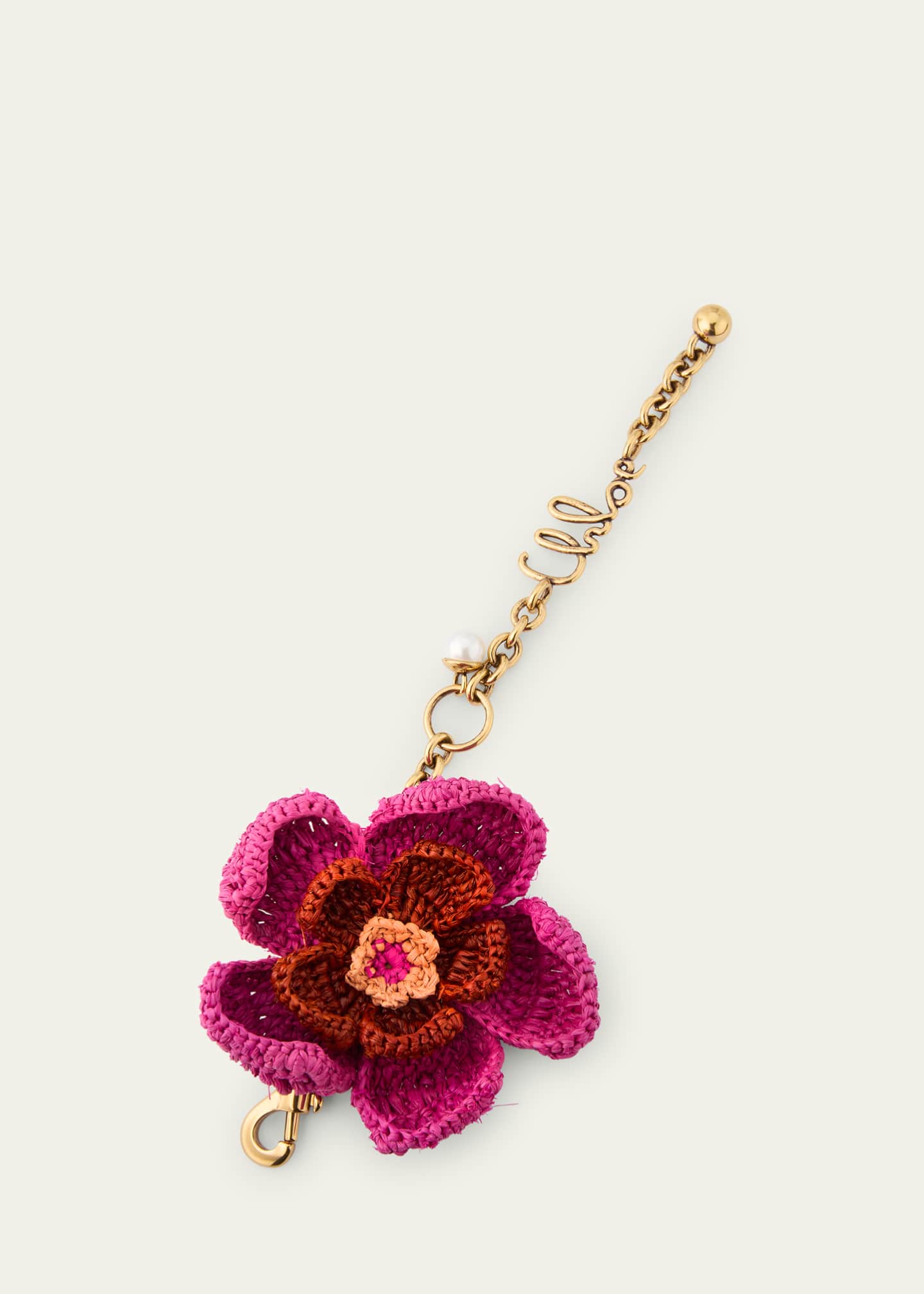 Chloe Crochet Raffia Flower Bag Charm Image 2 of 3