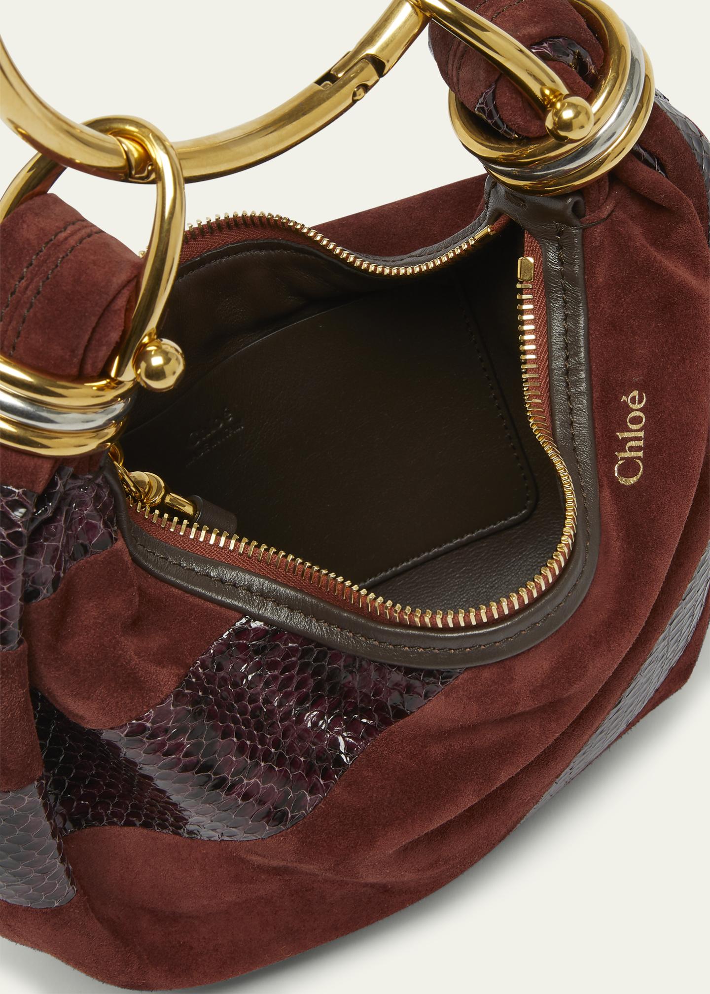 Chloe Bracelet Shoulder Bag in Calfskin Suede and Snakeskin 