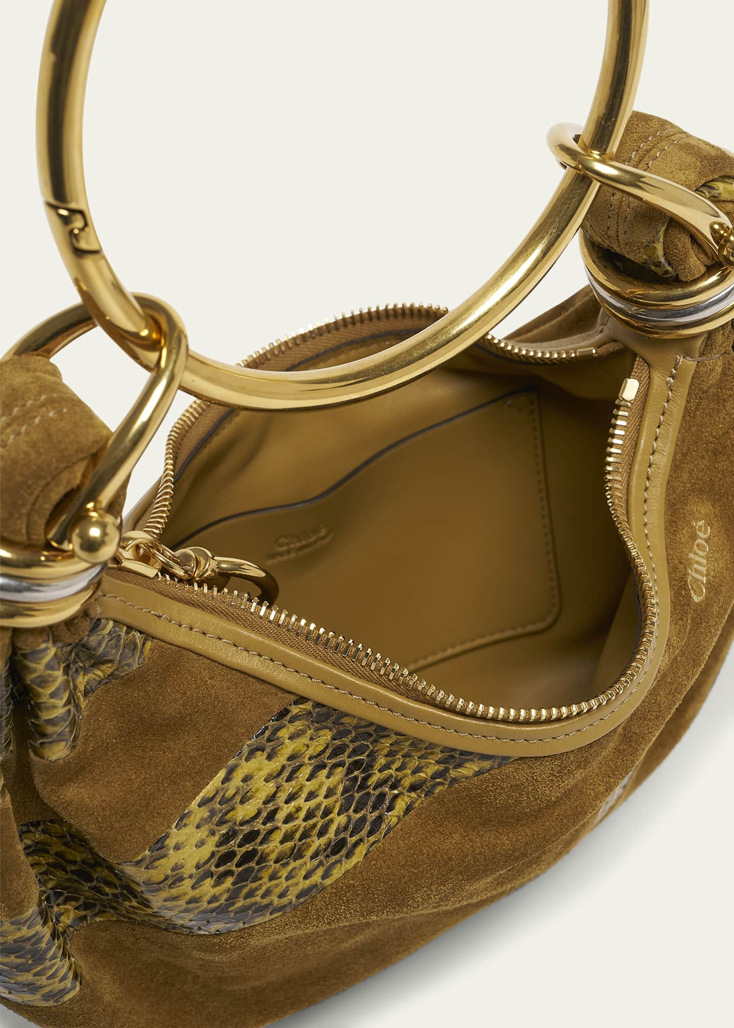 Chloe Bracelet Shoulder Bag in Calfskin Suede and Snakeskin Image 4 of 6
