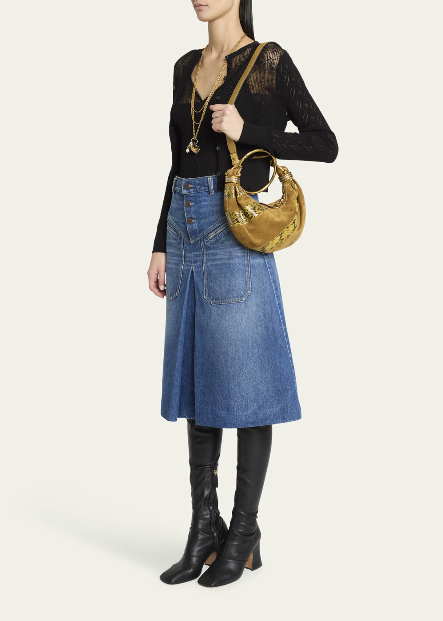 Chloe Bracelet Shoulder Bag in Calfskin Suede and Snakeskin Image 5 of 6
