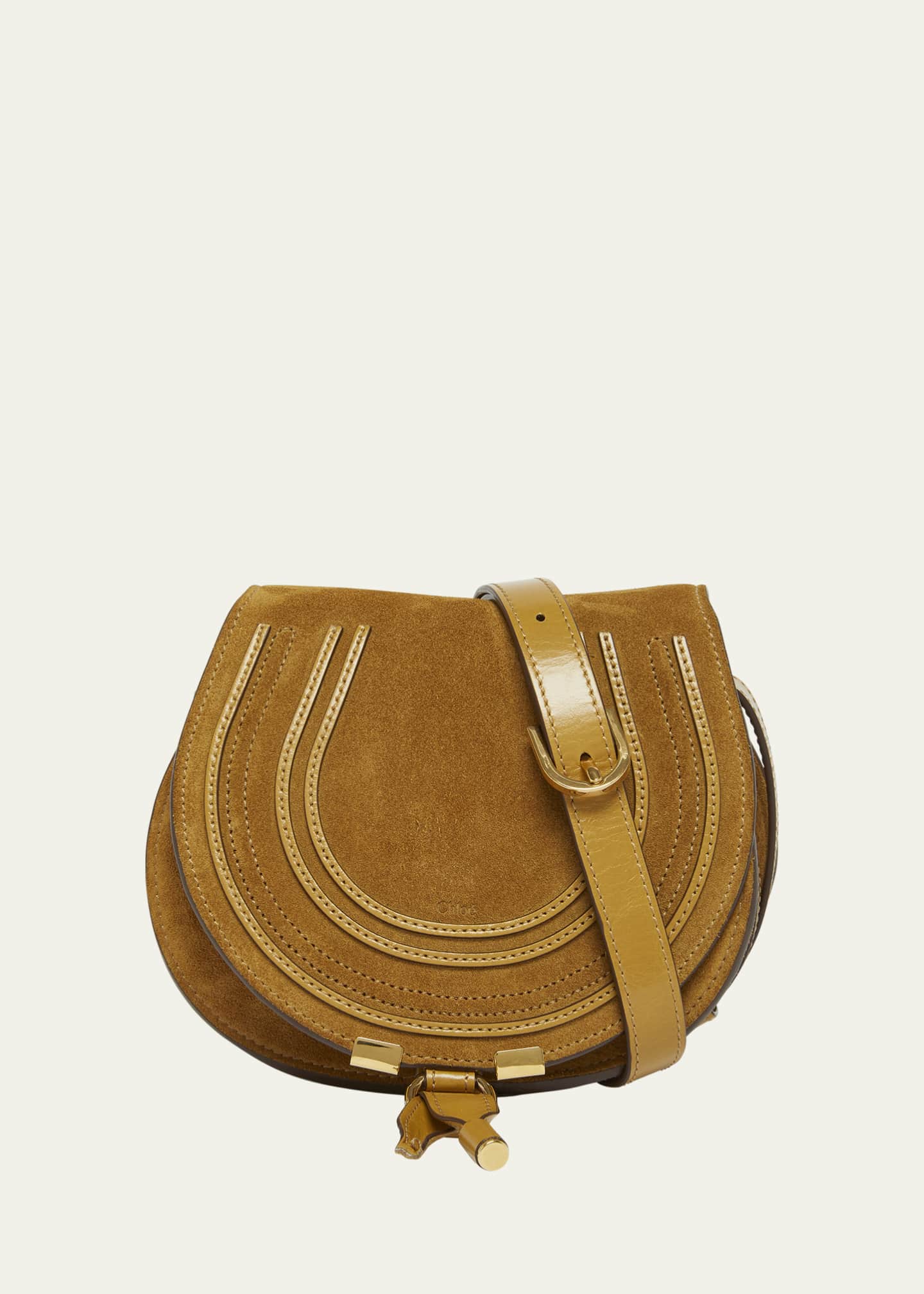 Chloe Marcie Flap Saddle Crossbody Bag in Suede Image 1 of 6